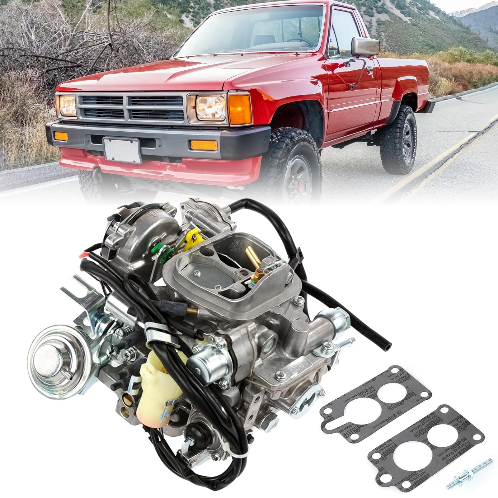 PARTOL 22R Carburetor for Toyota Pickup 1981-1987, Heavy Duty Zinc Alloy, Automatic Choke, TOY-505/507, 2.4L Engine