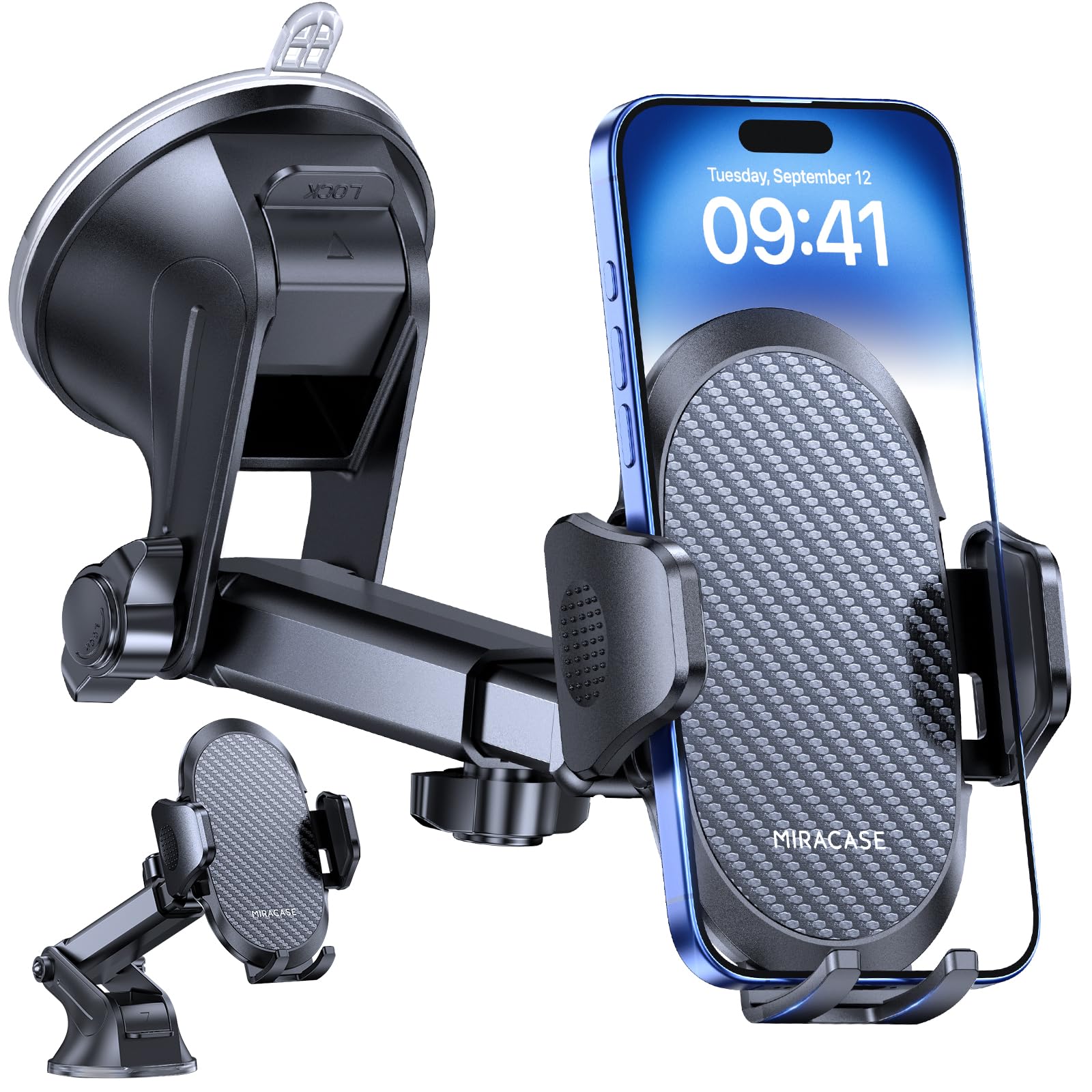Miracase Car Mobile Phone Holder 360 Rotatable Dashboard Windscreen Car Mobile Phone Holder for iPhone Galaxy All Smartphones