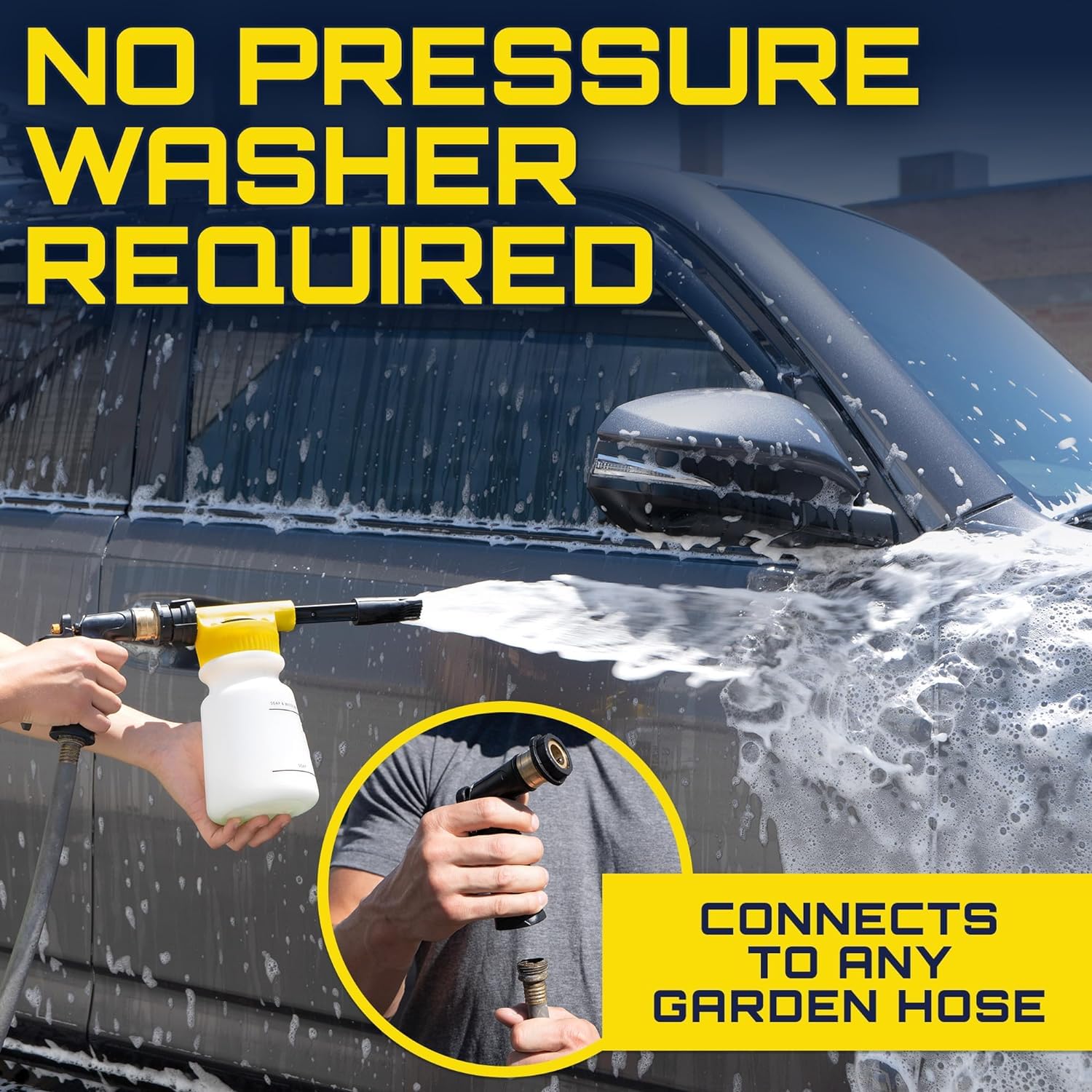 Foam King Gun Car Wash + Power Foam Car Wash Soap Strip (10Ct = 5 Car Washes) - Connects To Garden Hose, Ultimate Scratch Free C
