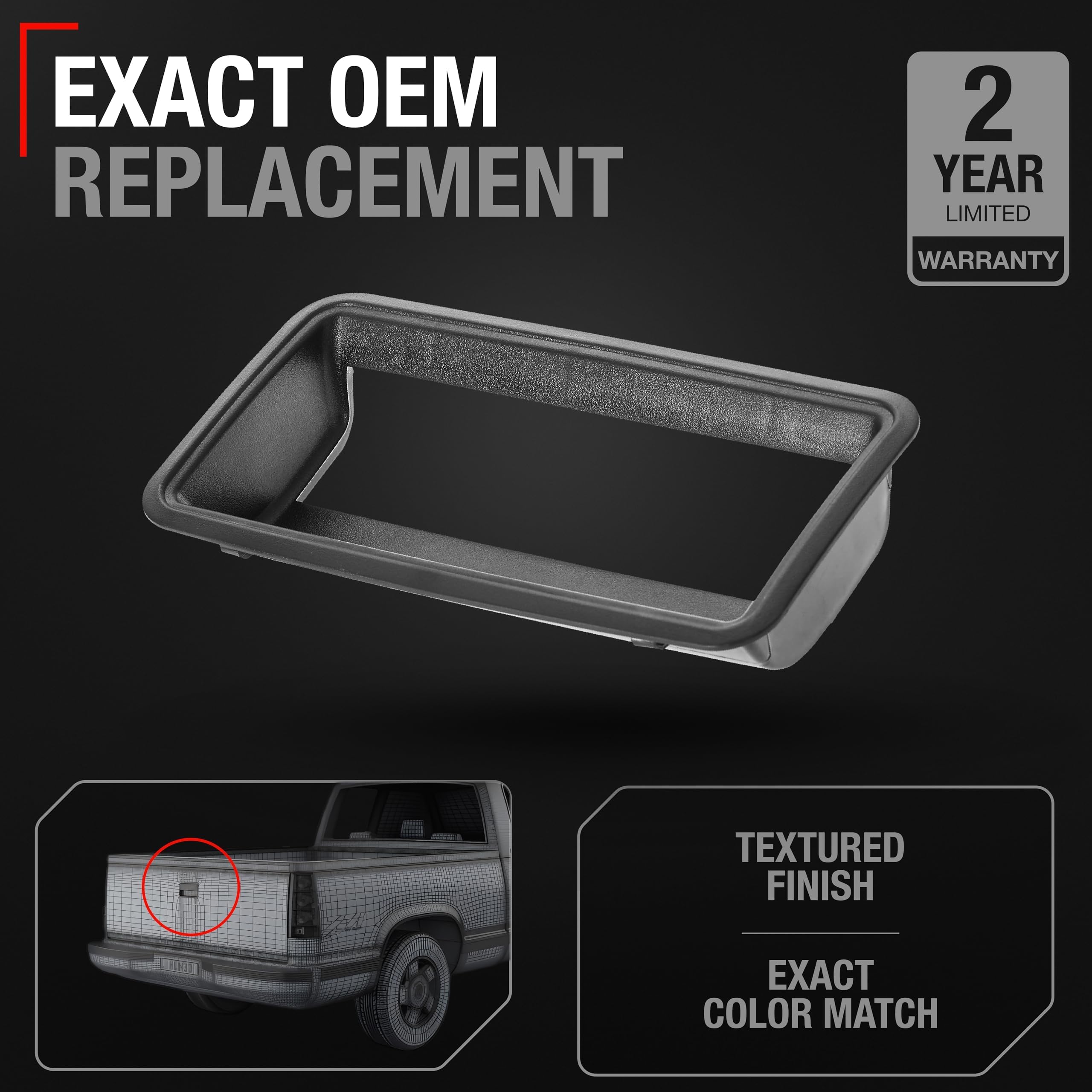 T1A Tailgate Bezel - Compatible With 1988-1999 Chevrolet C1500, K1500, C2500, C3500, K2500, K3500, 91-02; 88-99 Gmc C1500, K1500