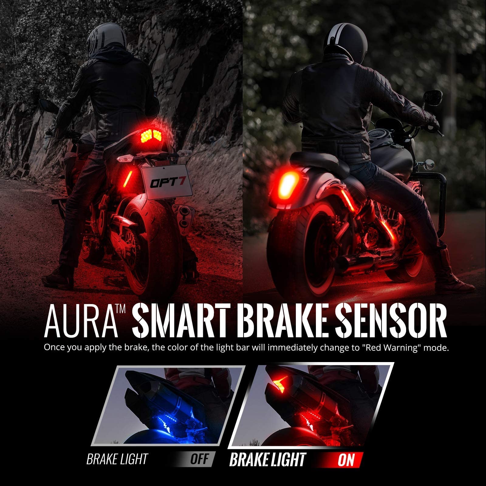 OPT7 Aura Motorcycle LED Accent Lighting Kit, RGB Multi-Color Lights Kit with Remote, Motorcycle Lights Underglow Strips Accesso