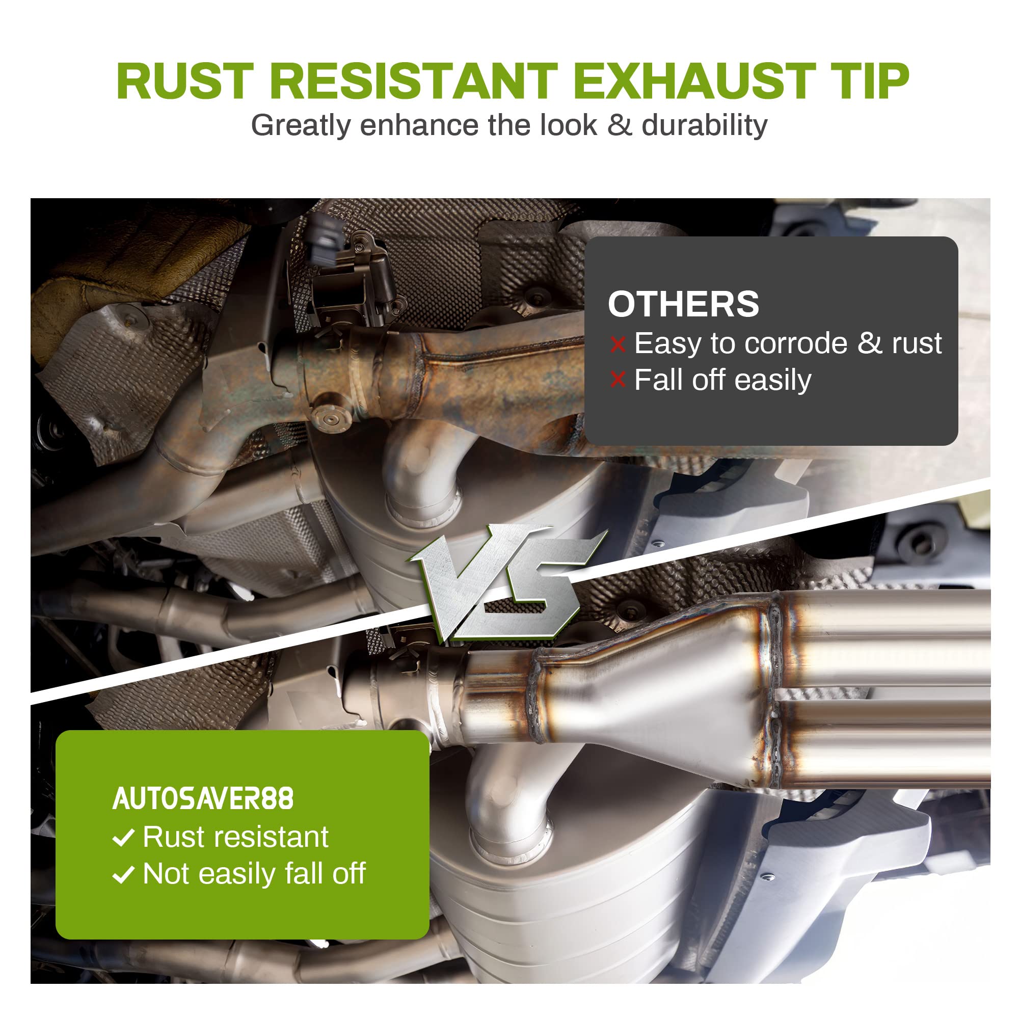 Autosaver88 Stainless Steel 2.5 Inch Exhaust Y Pipe, 2.5'' Single To 2.5'' Dual Exhaust Adapter Connector, 10'' Overall Length,