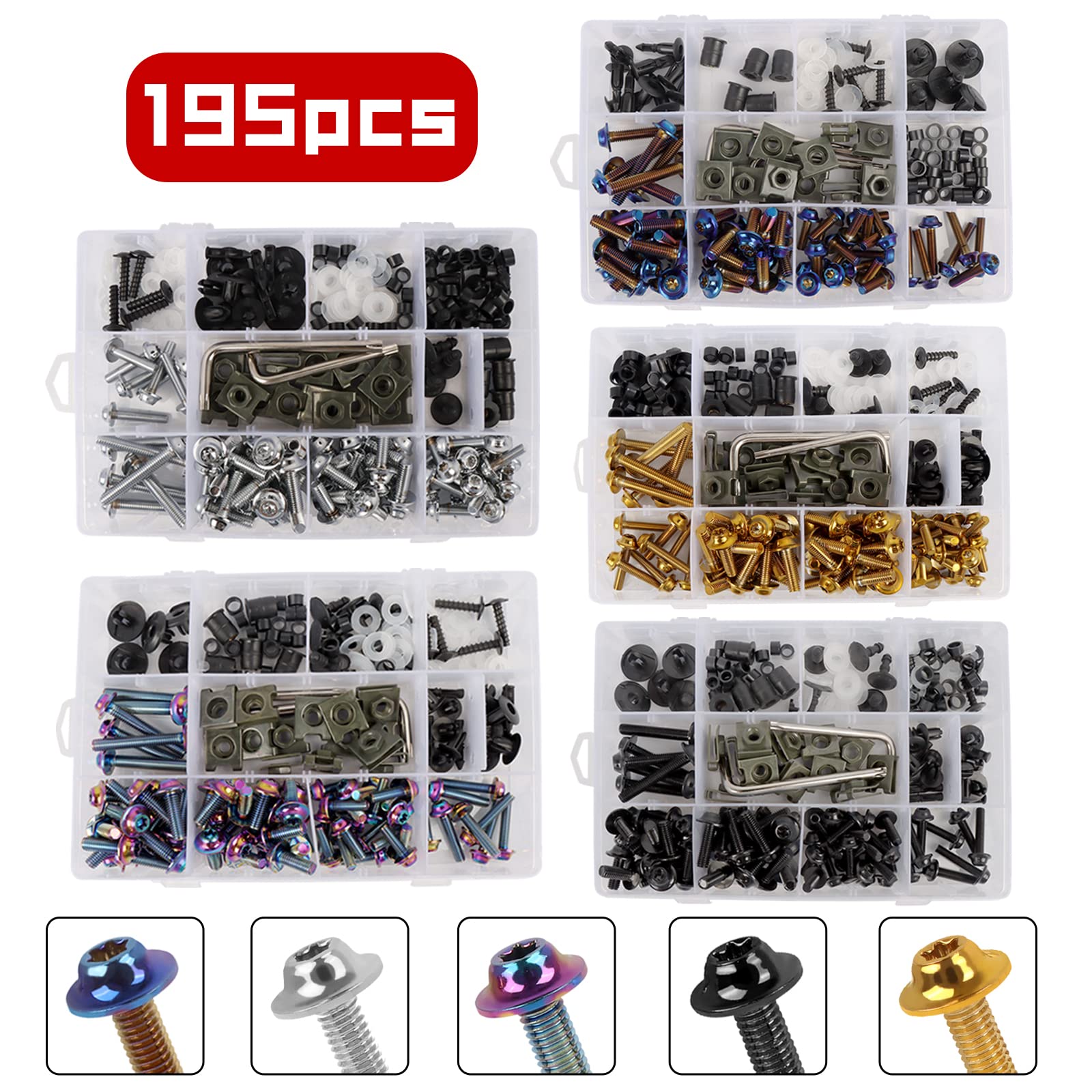 BAIONE Worldmotop Stainless Steel Bolt Kit Screws Fasteners Clips Compatible with Yamaha Honda Kawasaki Suzuki BMW Fairing Bolt