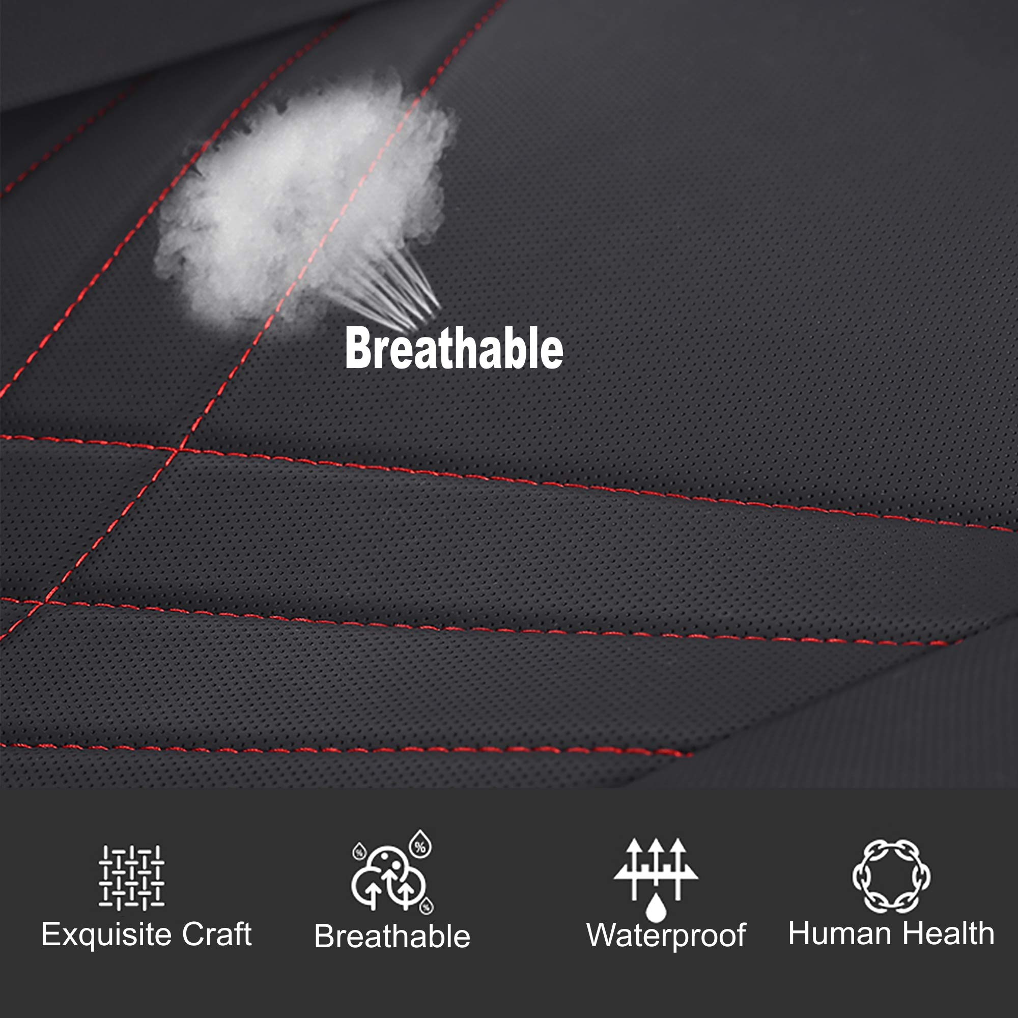 Kingphenix Car Seat Cover: Easy To Install, Fits Most Cars, Vans, Trucks, And Suvs - Black & Red Line