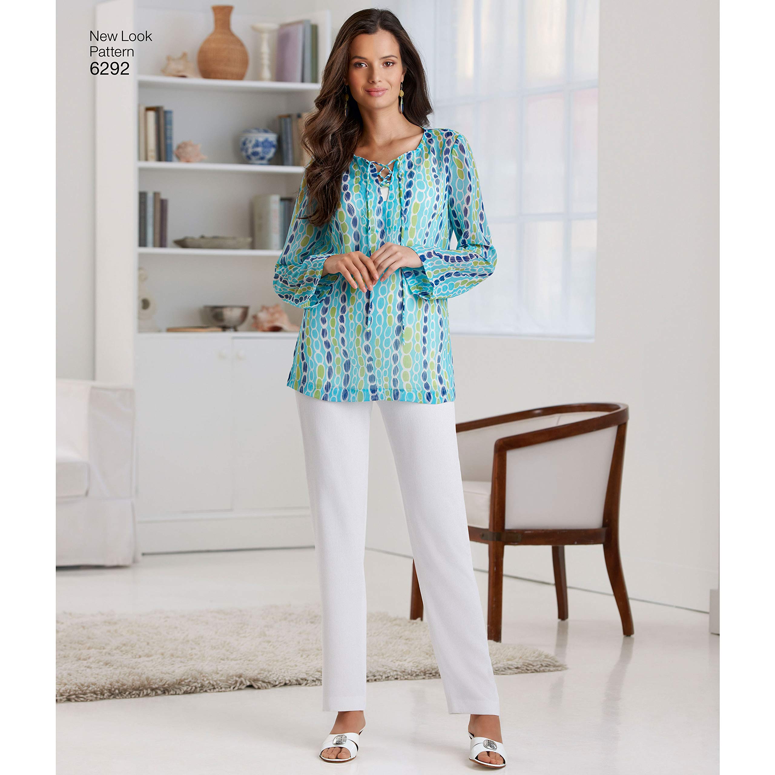 New Look Sewing Pattern 6292 - Misses' Tunic/Top & Pull-on Pants, Size A (10-22), Paper, White