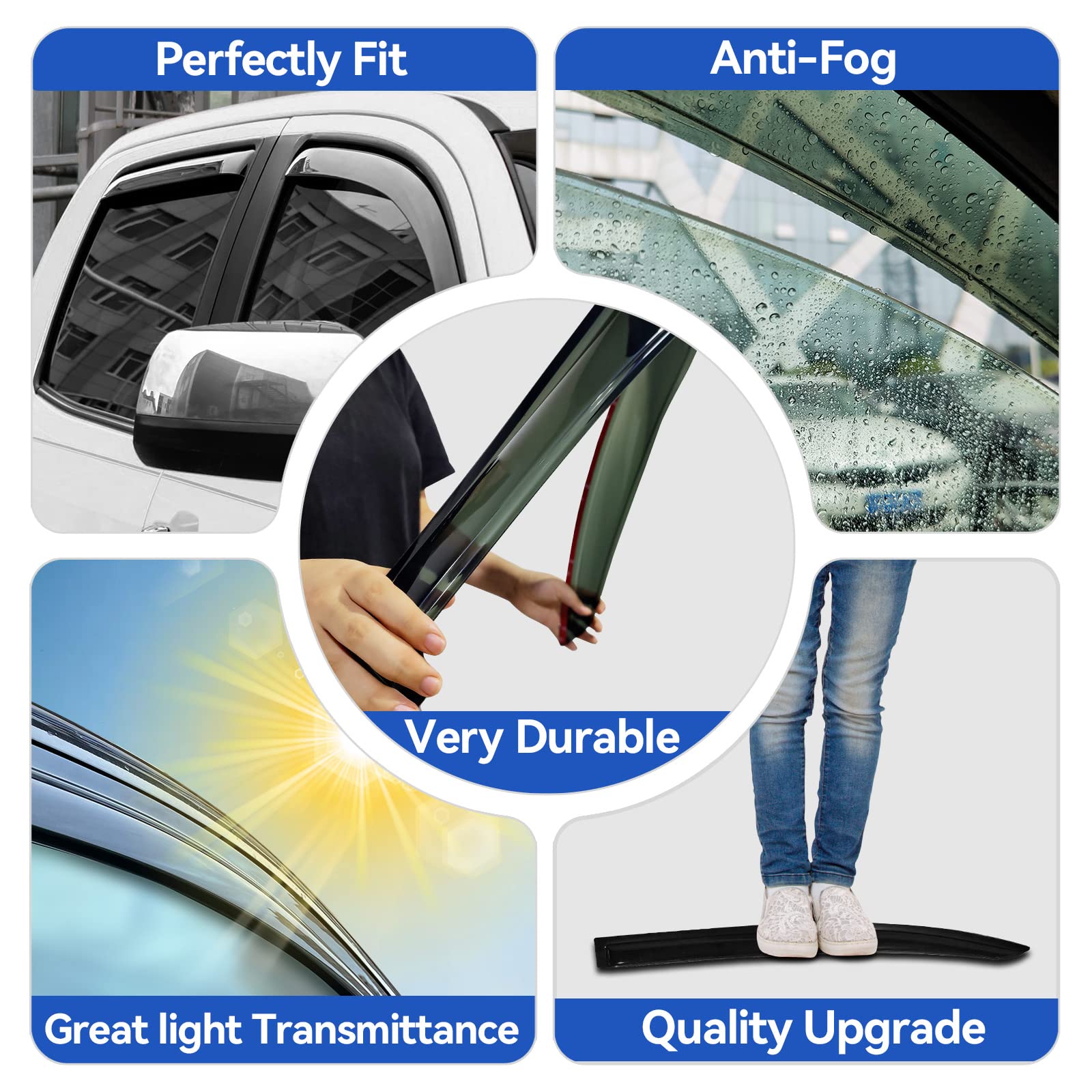 Window Visors Rain Guards For 1999-2007 Chevy Silverado/Gmc Sierra 1500, Window Vent Wind Deflectors Visors Shades For 99-06 Sil