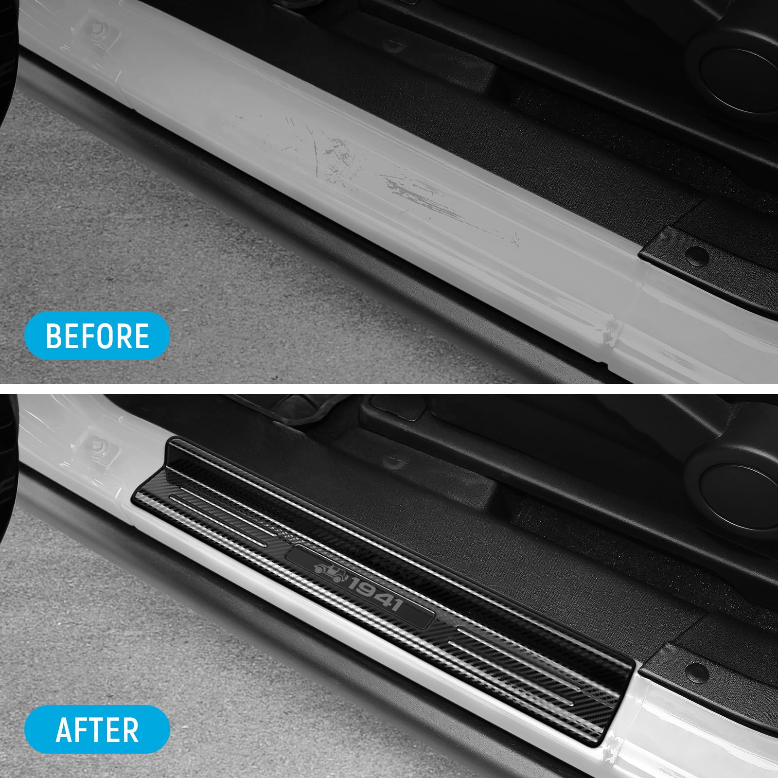 ZZEQYG 2 Pcs Stainless Steel Door Sill Protector Compatible with Jeep Wrangler JK JKU Sport Sahara Rubincon 2007-2017 Accessorie