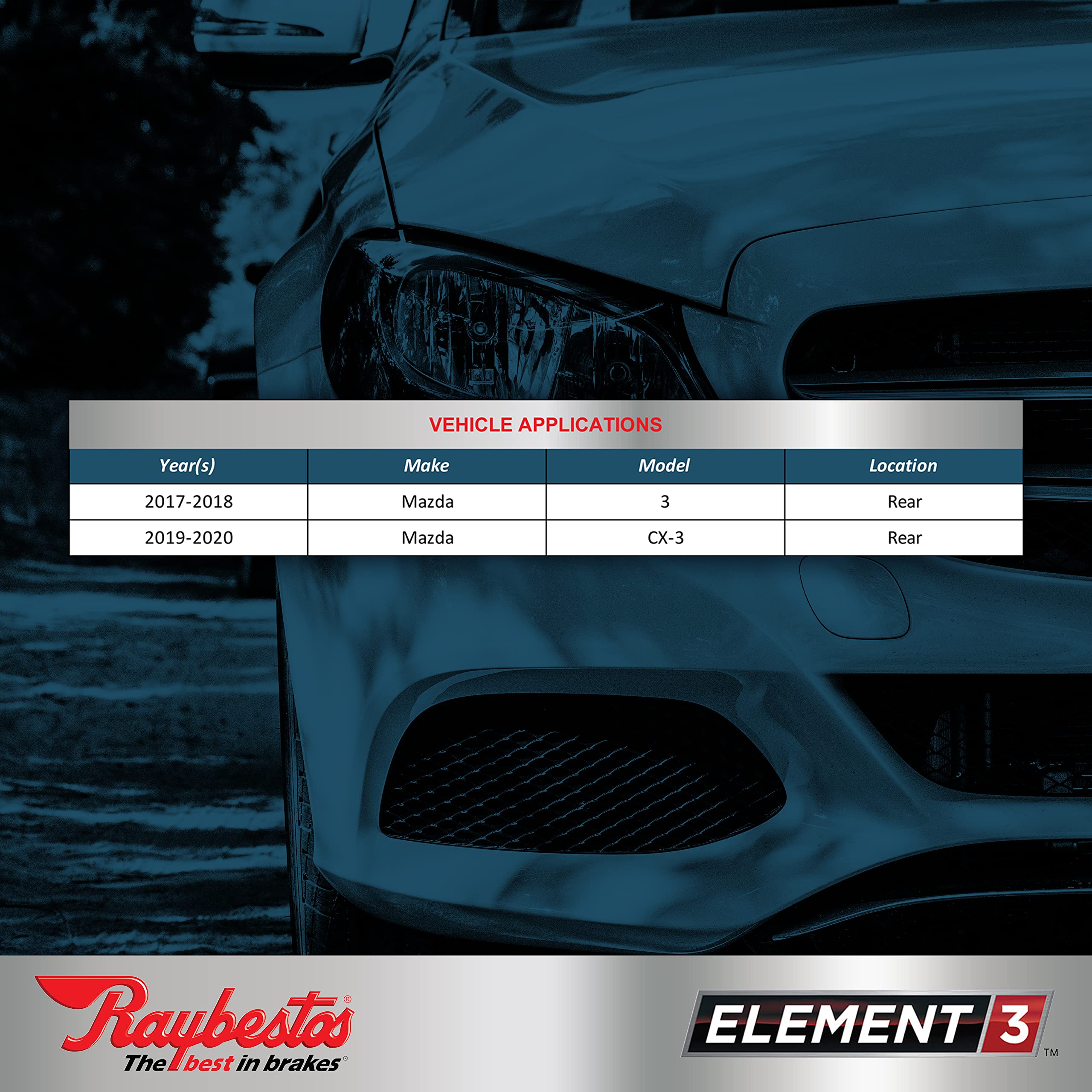 Raybestos Premium Raybestos Element3 Eht Replacement Rear Brake Pad Set For Select 2017-2018 Mazda 3 And 2019-2020 Mazda Cx-3 Mo