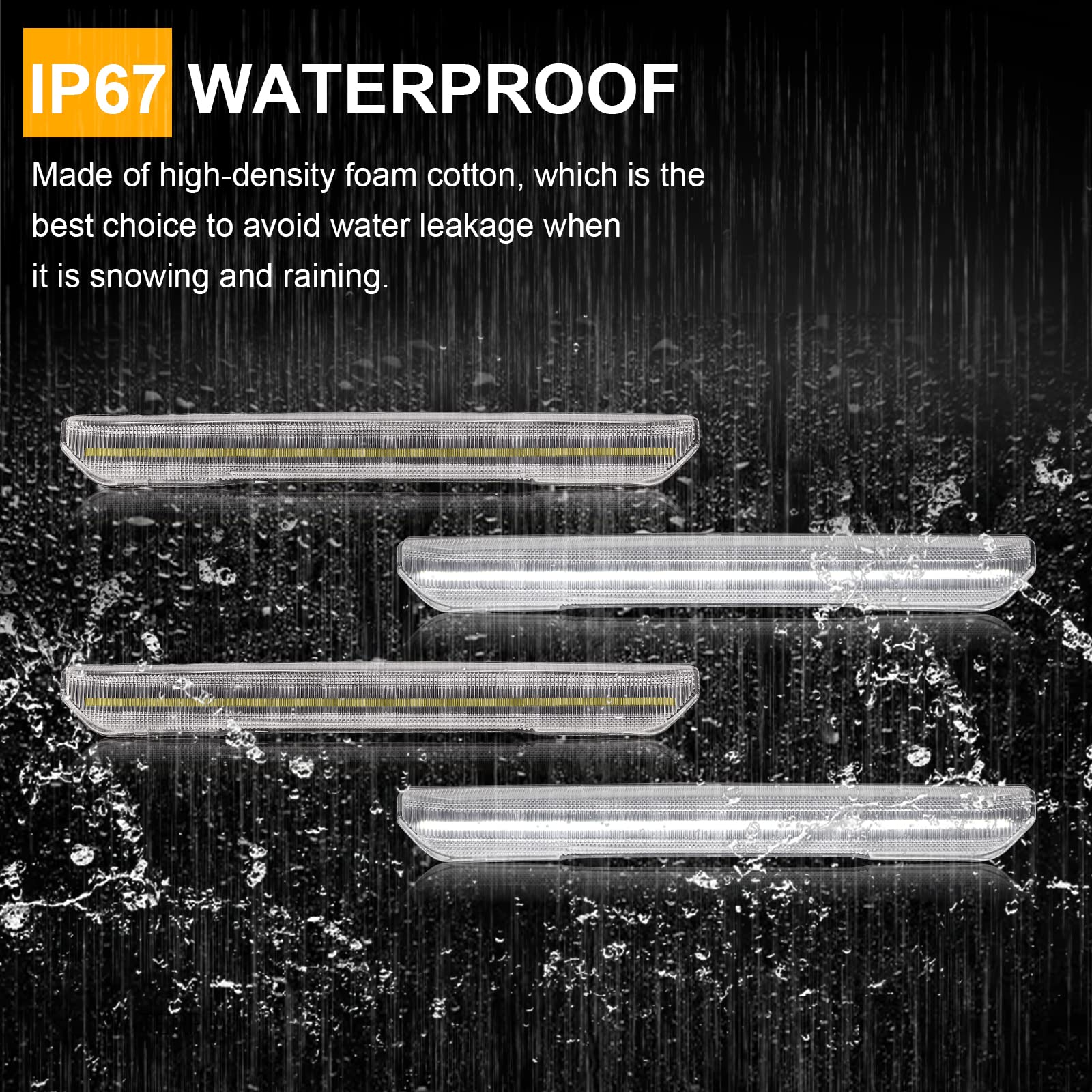 Mynoway White LED Side Marker Lamp Replacement for Sierra 2500HD/3500HD, 4PCS Clear Lens, Plastic, 2020-2024