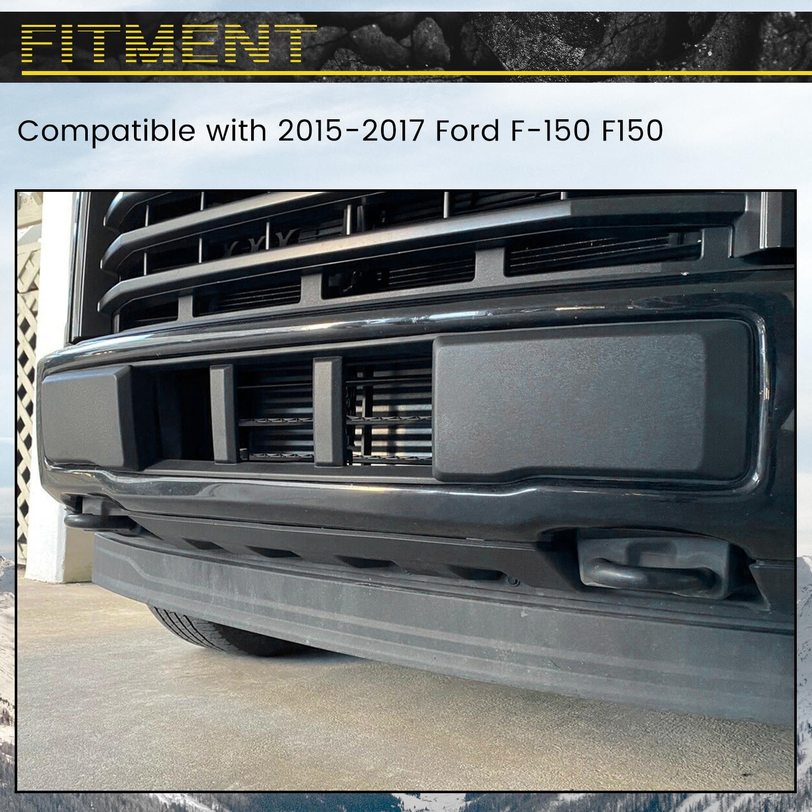 7BLACKSMITHS Front Bumper Lower Grille Trim Panel Black for 2015-2017 Ford F-150 F150, Standard Size, Model BL255