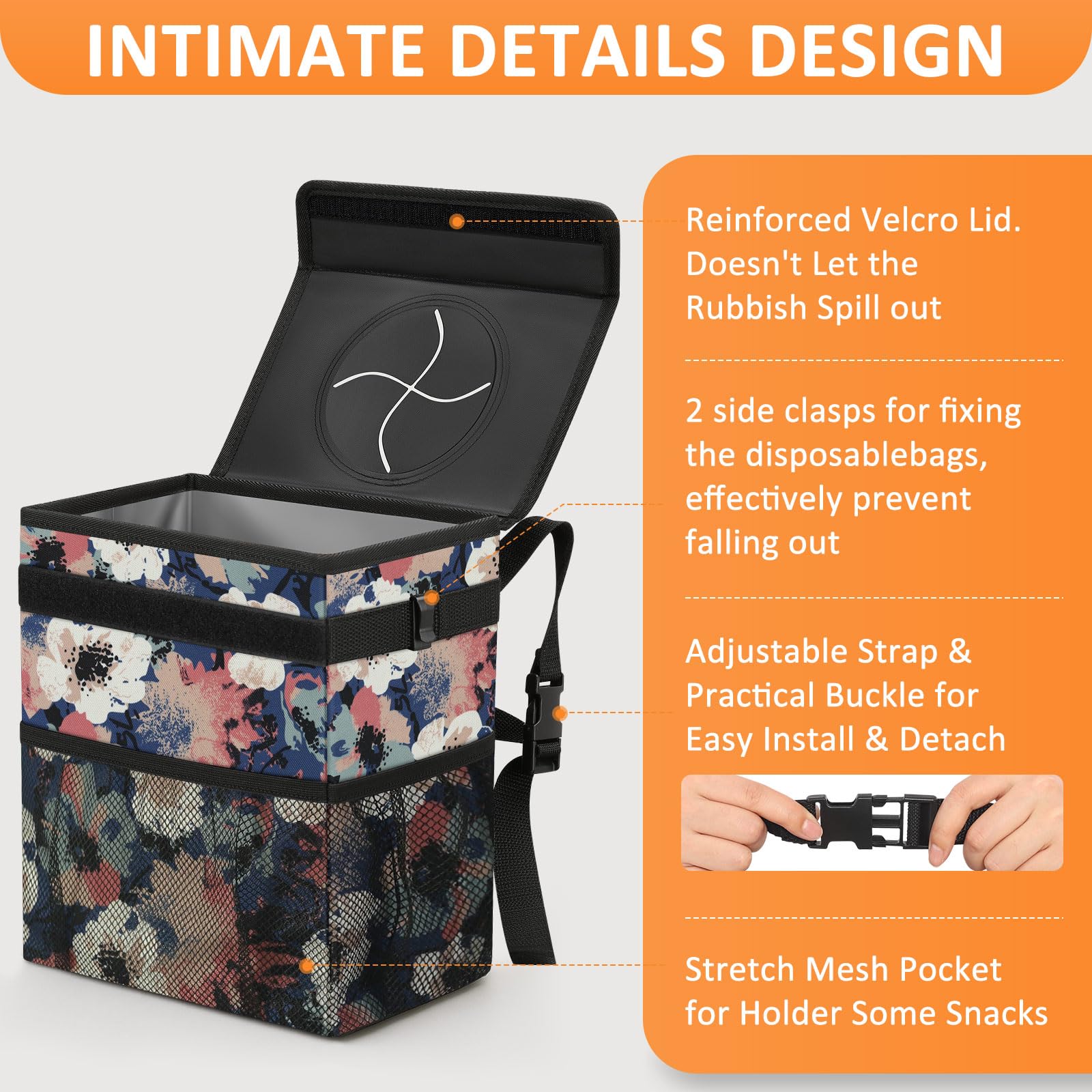 Vankor Car Trash Can For Car Cute, Trash Bag Bin Hanging Waterproof Automotive Garbage Cans Leak Proof Vehicle Trash Can Paintin