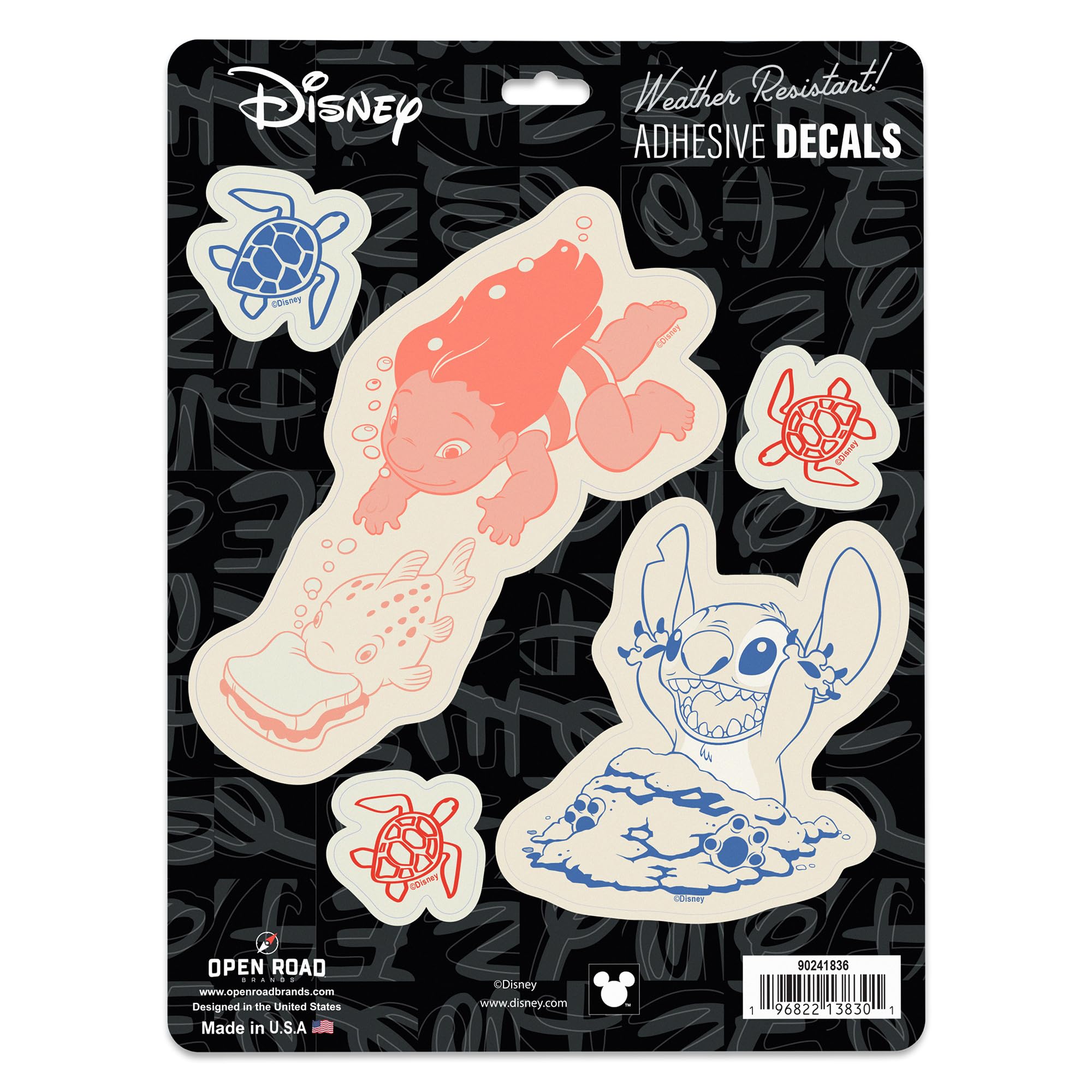 Disney Lilo and Stitch Swimming Sandwich Adhesive Vinyl Decals - Fun Set of Lilo and Stitch Stickers for Car, 1 Pack (5 Count)
