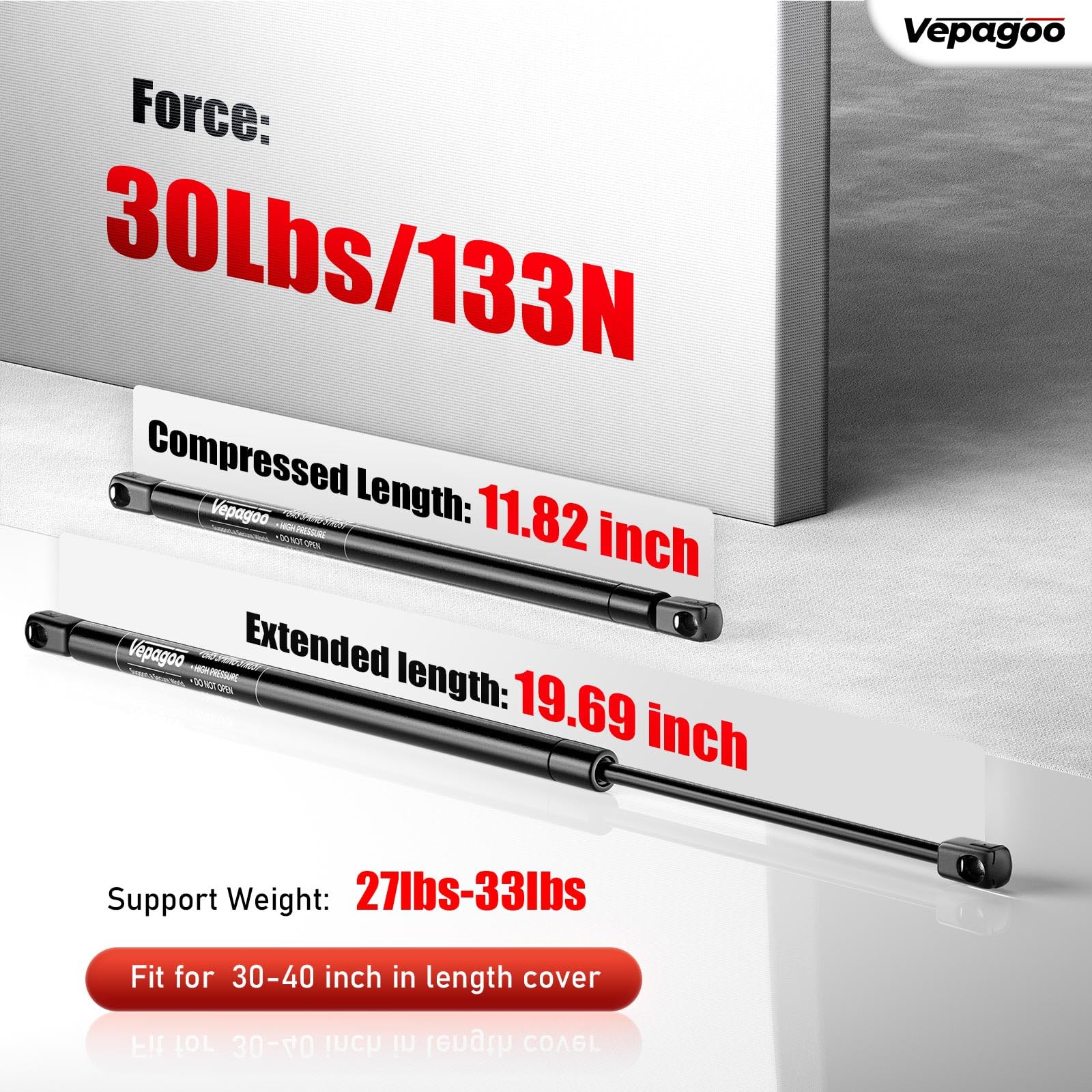 Vepagoo Gas Struts 20 Inch 30lbs/133N C16-09786 Shocks Spring Lift Support for RV Bed Camper The Door Tonneau Cover Mattress Tra