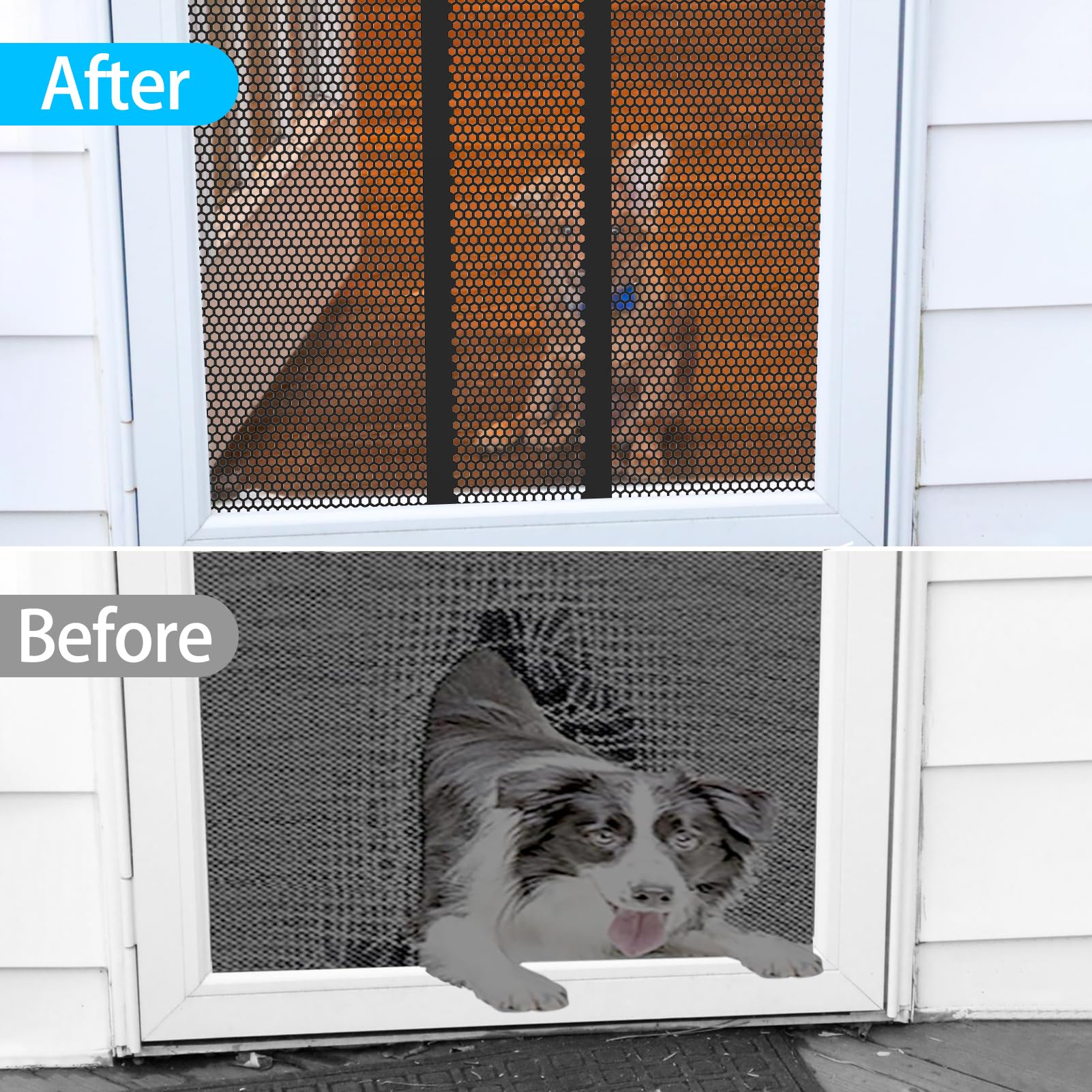 Kessainely RV Screen Door Grille, Adjustable 16-31" Width, 21.26" Height, Black Metal Protector, Model Rv Screen Door 0021