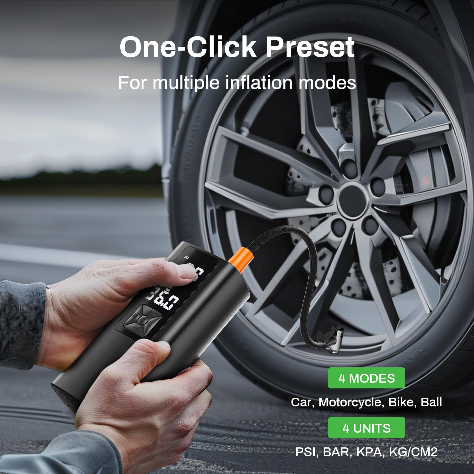 Tire Inflator Portable Air Compressor, Ampbank At003 Auto Air Pump For Car Tires, Tire Inflator 150Psi With 6000Mah Battery, Pre