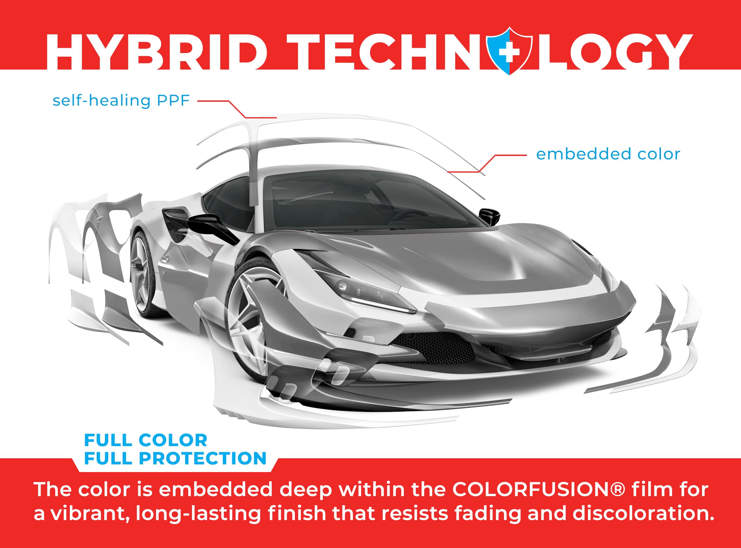 VViViD ColorFusion PPF Vinyl Car Wrap - Gloss GT Silver, 1ft x 5ft, Dry Apply, Polyurethane (PU), Model VV-CLRFUS-GLSG
