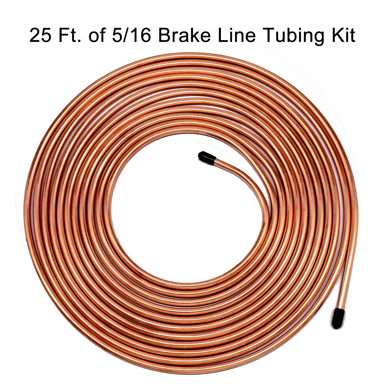 MuHize 5/16 Brake Line Tubing Kit - 25ft Copper Coated Flexible Brake Line for Hydraulic Fuel Transmission - Gold