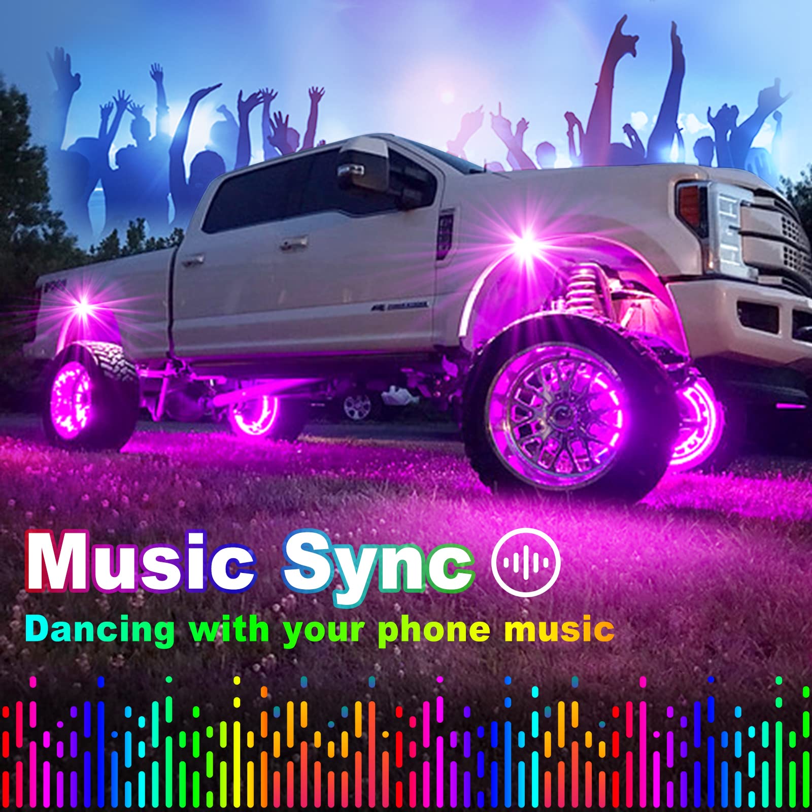 YiLaie RGB LED Rock Lights - 14 Pods, 210 LEDs, App/Remote Control, Waterproof for Trucks, ATV, UTV, SUV, Motorcycle, Model EL-ROL-14