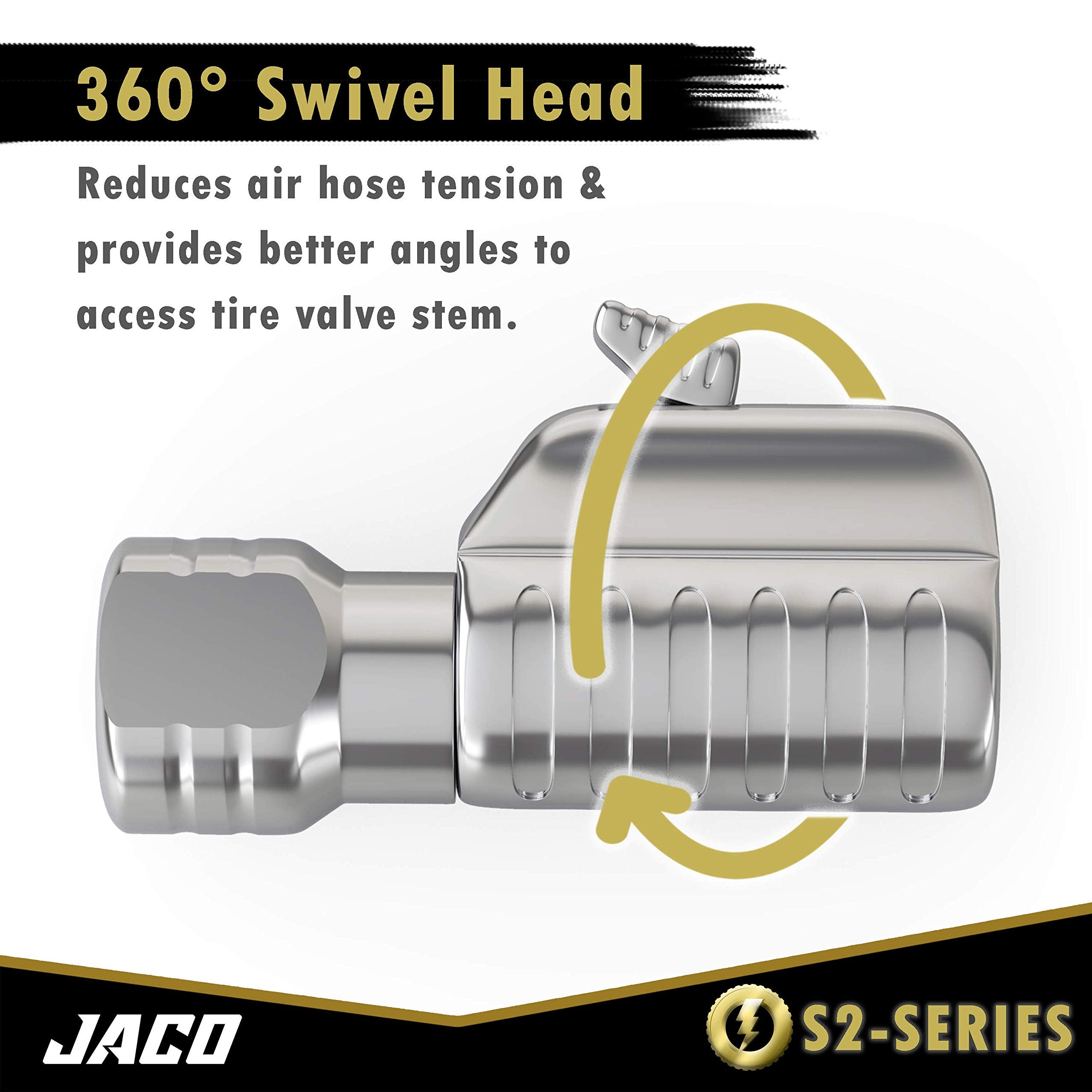 Jaco Lightning S2-Series Tire Air Chuck - 1/4'' F-Npt | Open Flow (2 Pack)