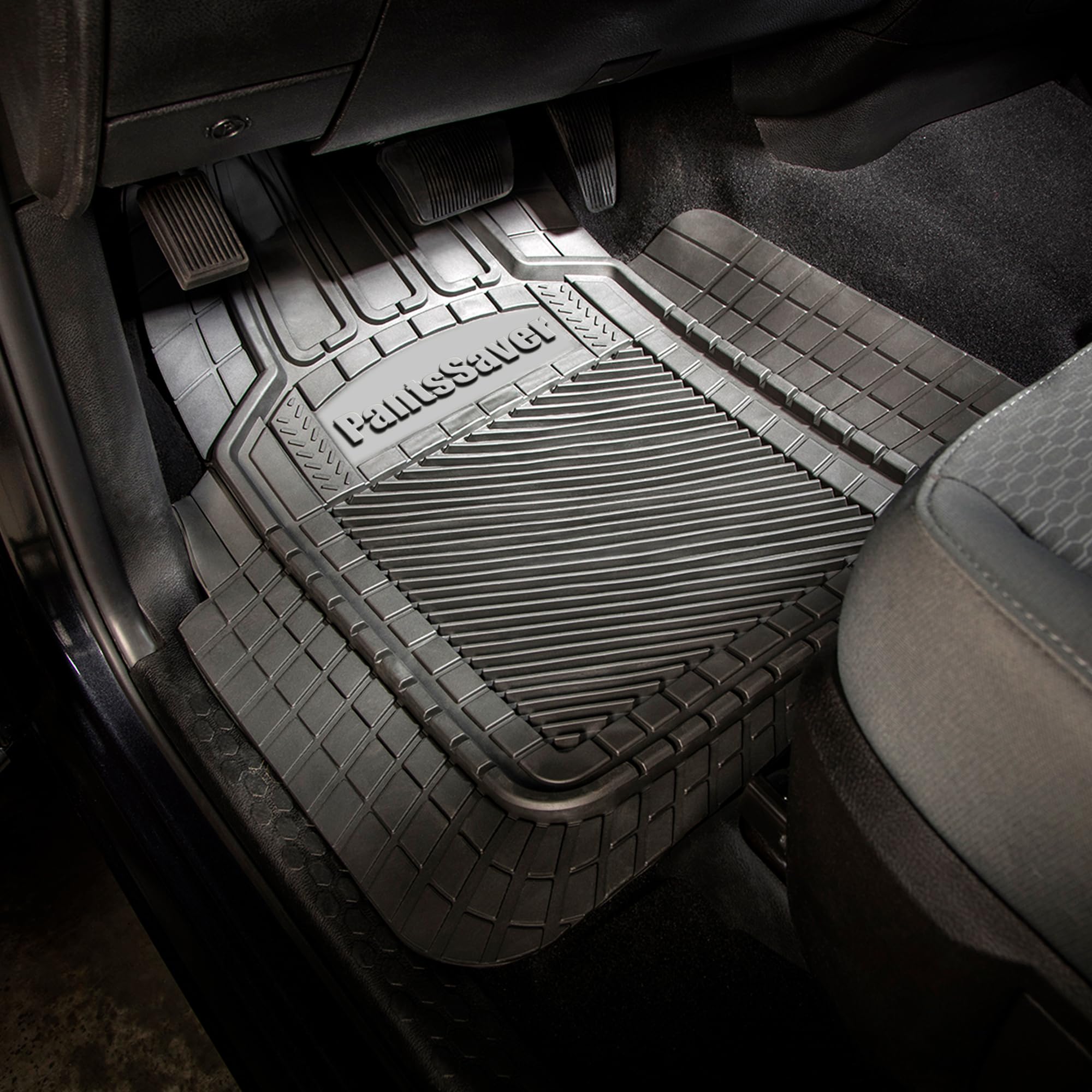 Pantssaver Universal Floor Mats For Cars 4-Piece Full Set Black All-Weather Car Accessories Waterproof Trim-To Fit Automotive Tr