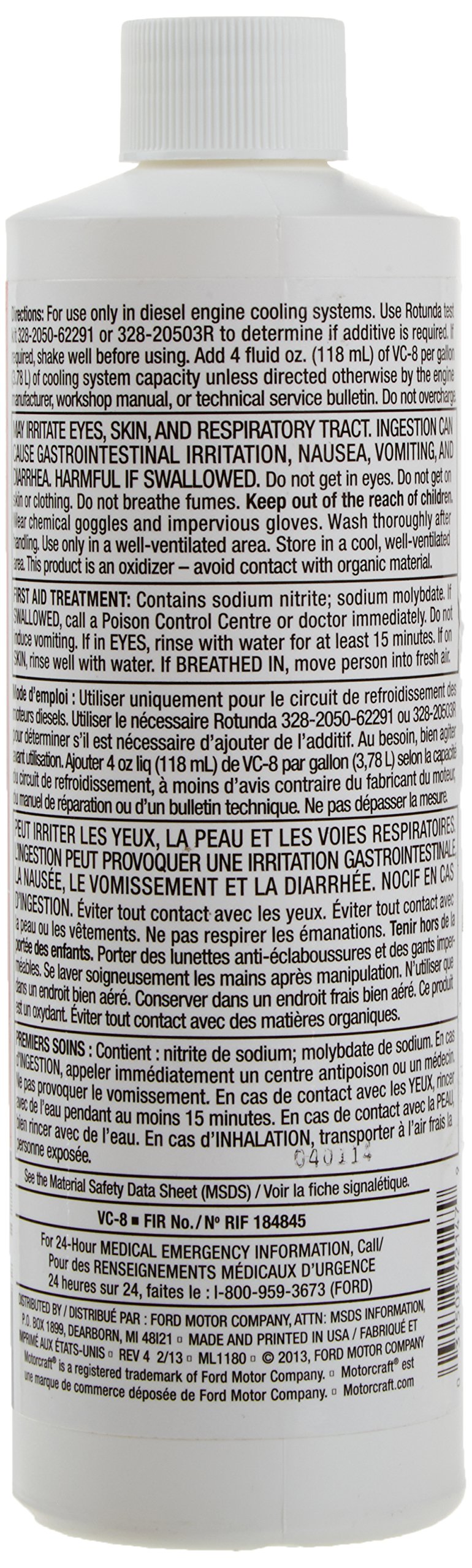 Genuine Ford VC-8 Diesel Cooling System Additive - 16 oz. Red Liquid