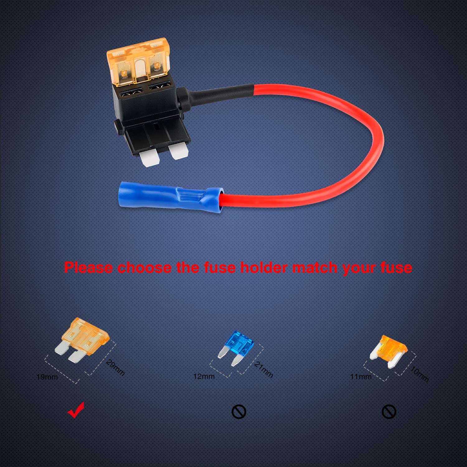 Nilight 12V Car Add-A-Circuit Fuse Tap Adapter With 5 Amp Standard Apr Ato Atc Blade Fuse Set For Cars Trucks Boats, Multicolor,
