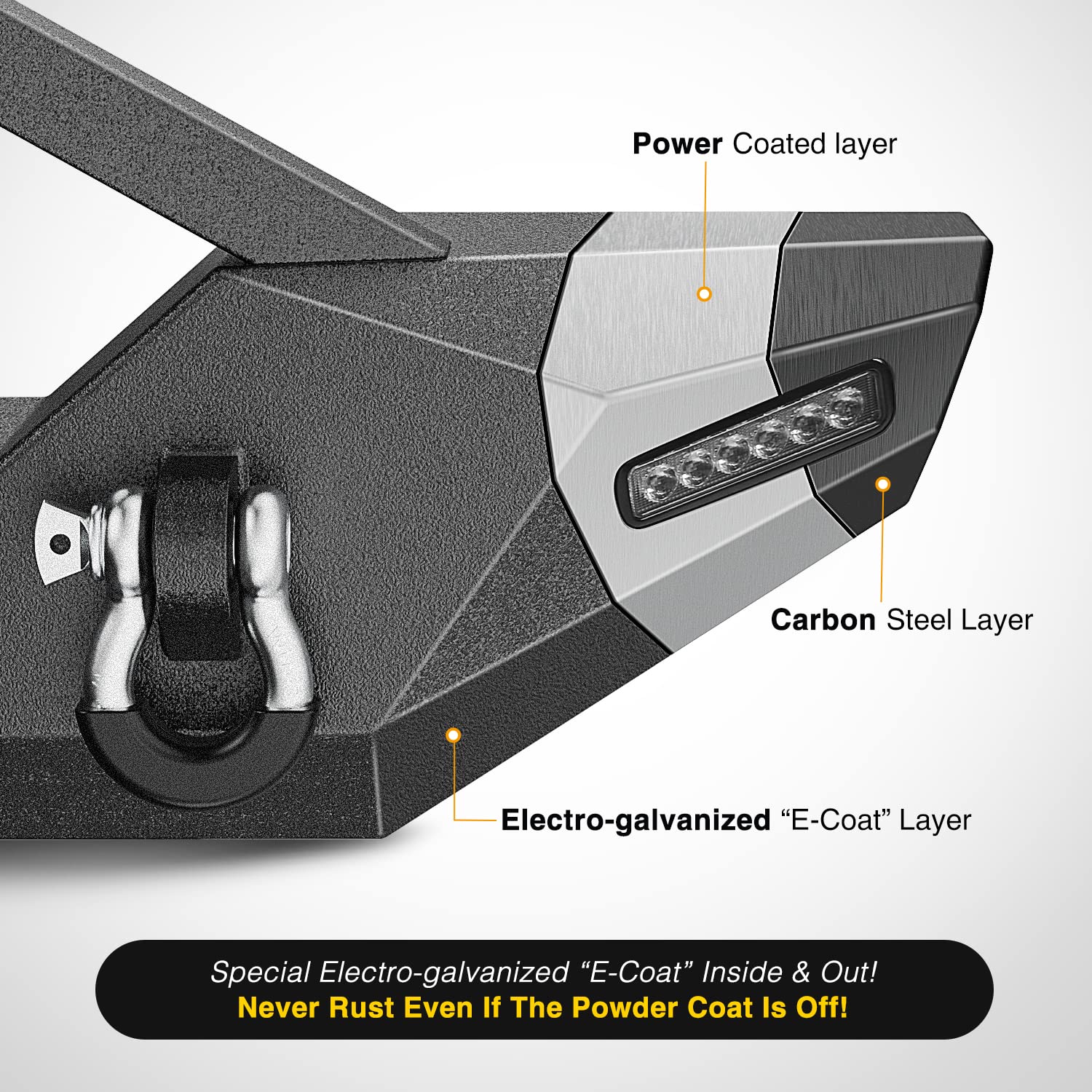 Nilight Front Bumper for 2007-2025 Wrangler JK/JL/JT, Alloy Steel, 72W LED Bar, 2x18W Pods, Winch Plate, Color: