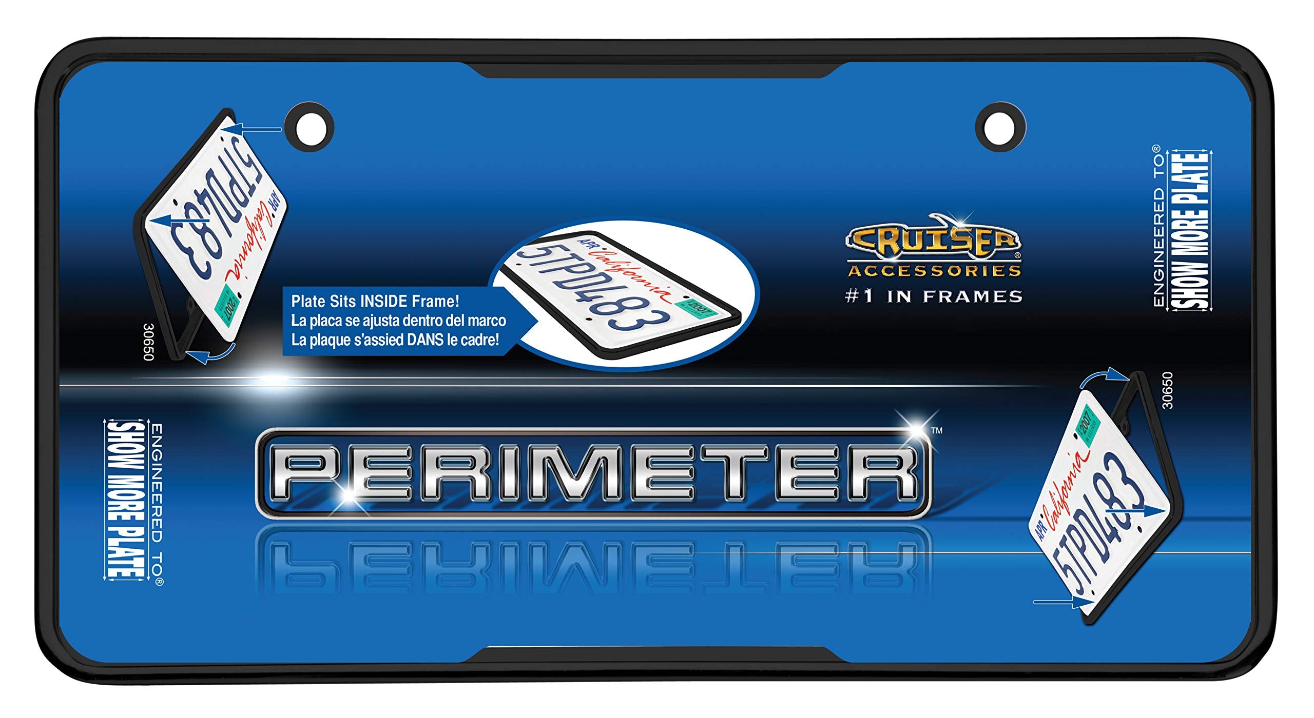 Cruiser Accessories 30650 License Plate Frame - Perimeter, Black