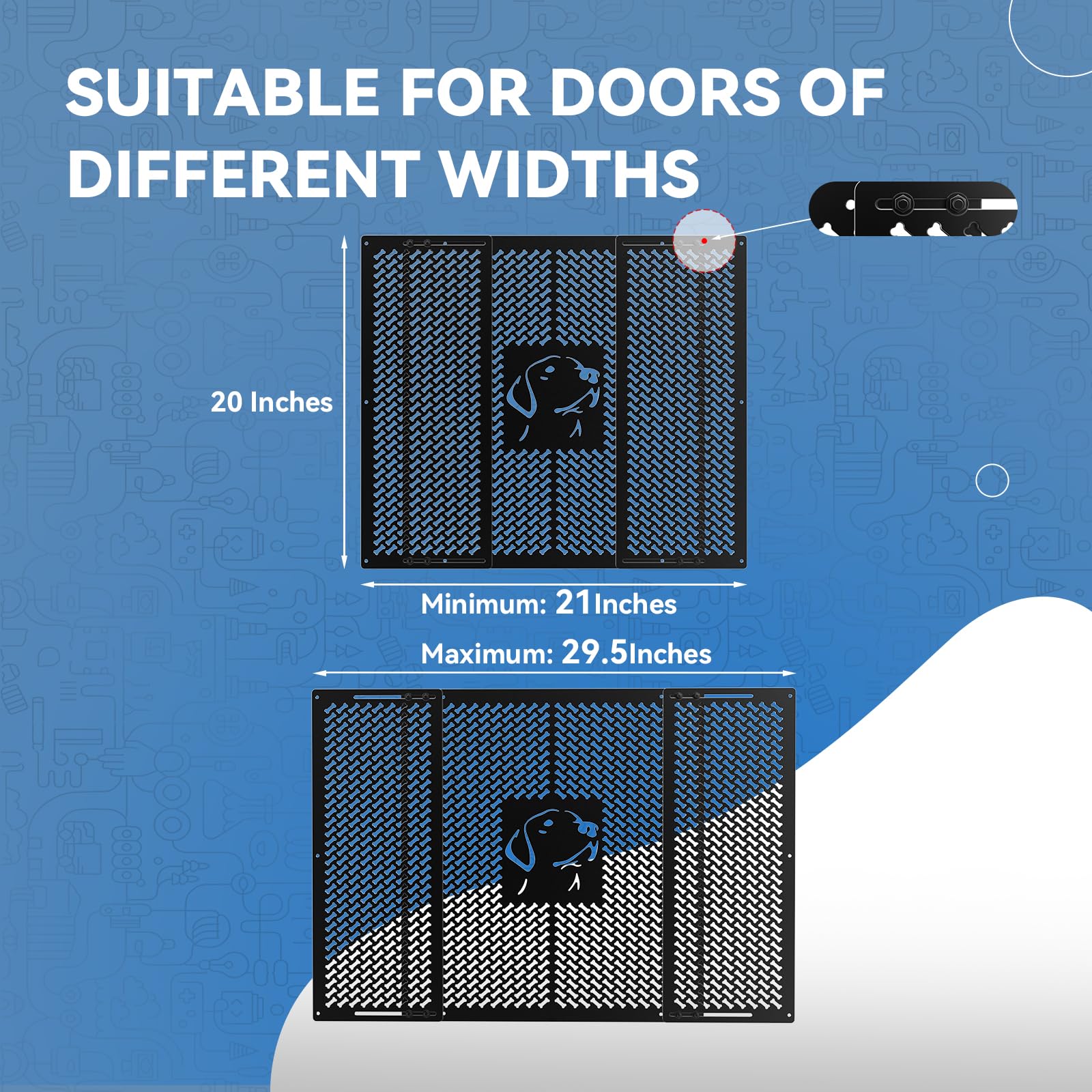 CAMPER MATTERS RV Screen Door Grille - Dog Friends Design, Aluminium Alloy, Adjustable 21"-29.5" Width