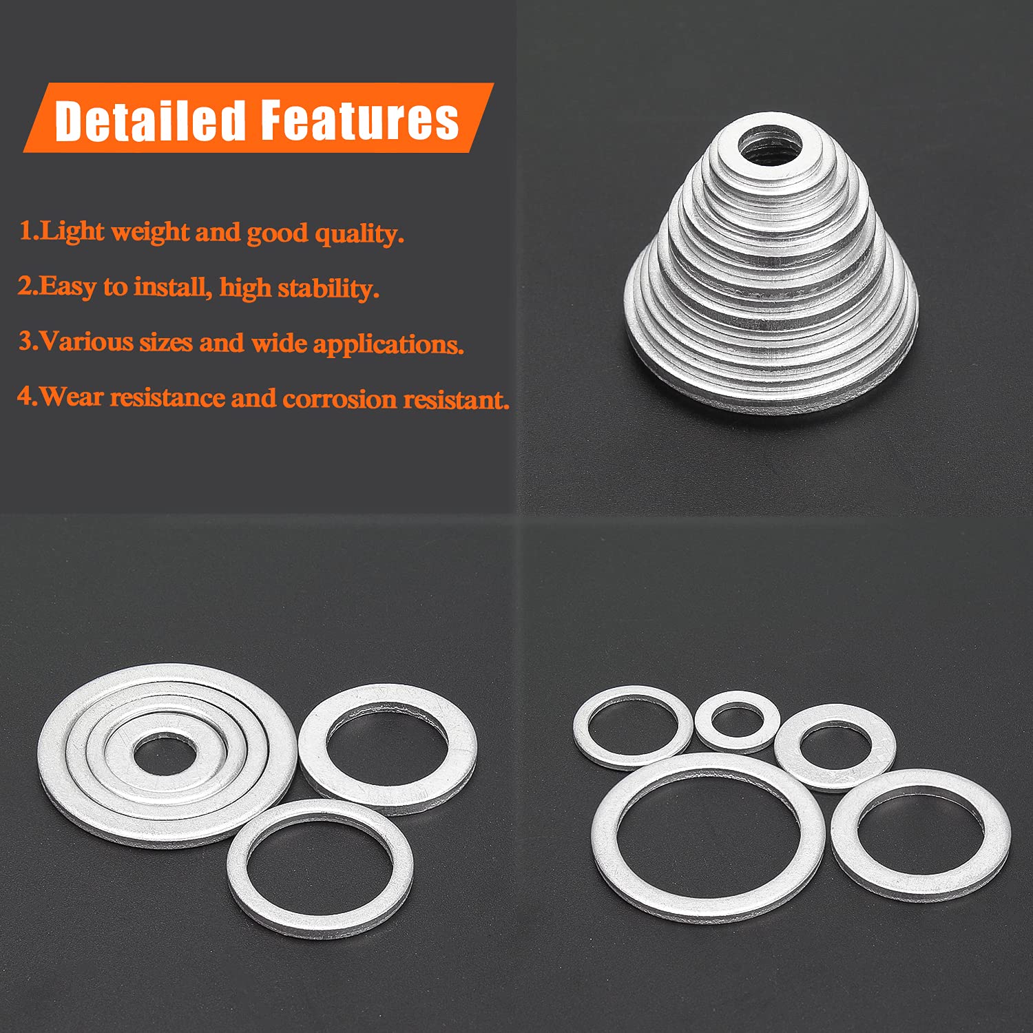 Helifouner 100 Pieces M10X16X1.0Mm Automotive Drain Plug Gaskets, Oil Crush Washers, Aluminum Flat Washers, Inner Diameter 10Mm, Outer Diameter 16Mm, Thickness 1.0Mm