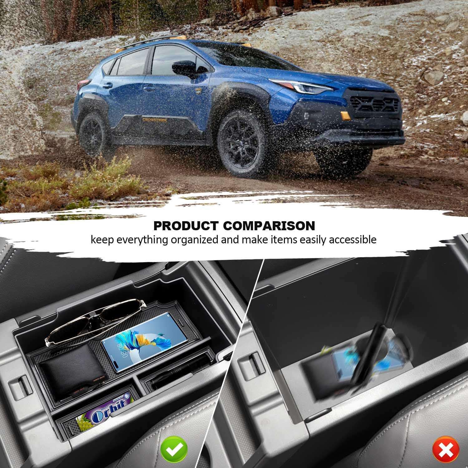 For 2024 Subaru Crosstrek Center Console Organizer, for 2024 Subaru Crosstrek&2024 Subaru Impreza Console Tray, 2024 Crosstrek/2