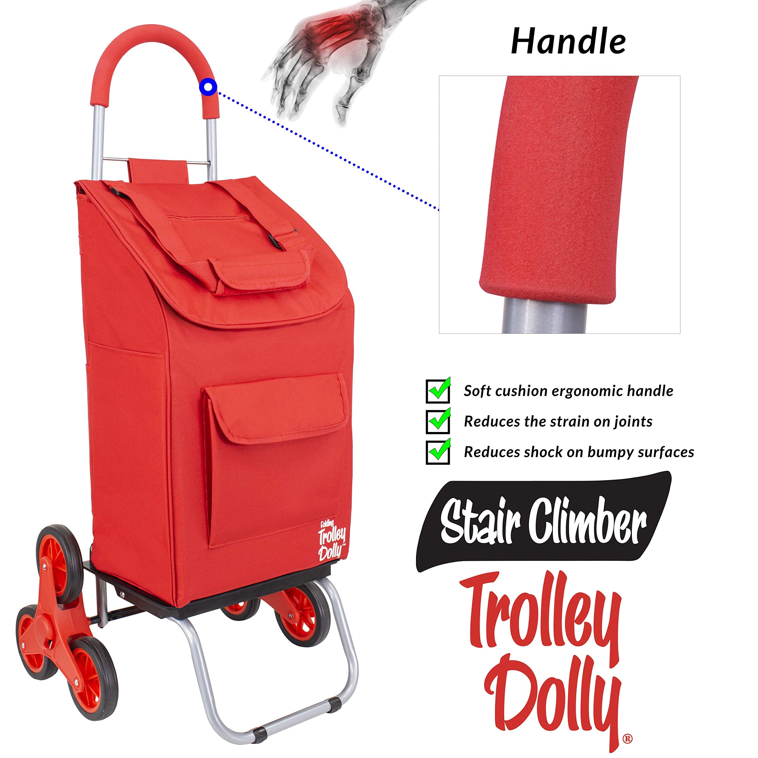 Dbest Products Stair Climber Trolley Dolly Folding Grocery Cart 3 Wheels Heavy Duty Shopping Hand Truck Made For Condos Apartmen