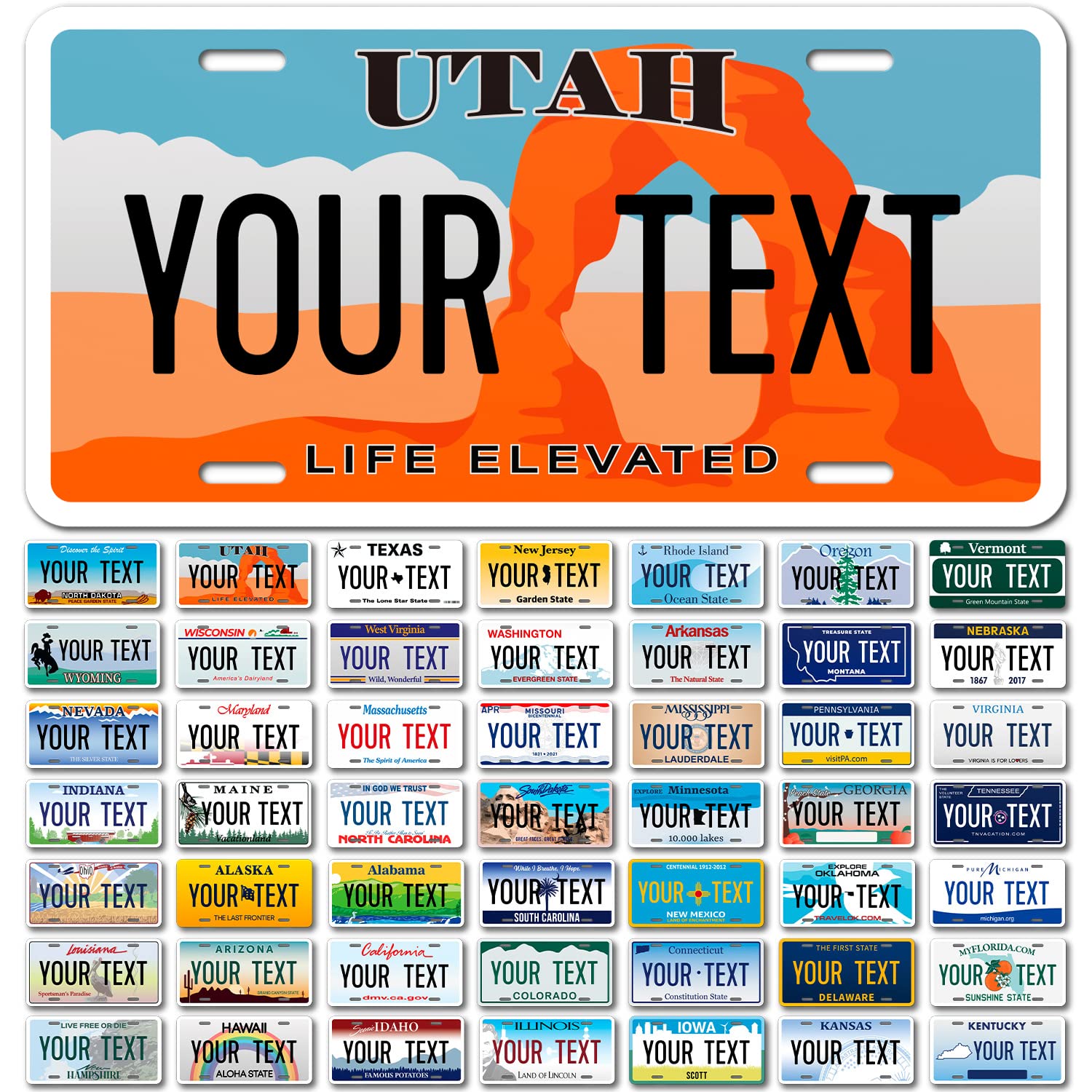 Sigo Signs Custom Utah Mini License Plate - Personalized 3x6 Inches Rust-Free Aluminum, Fade Resistant, Made in The USA