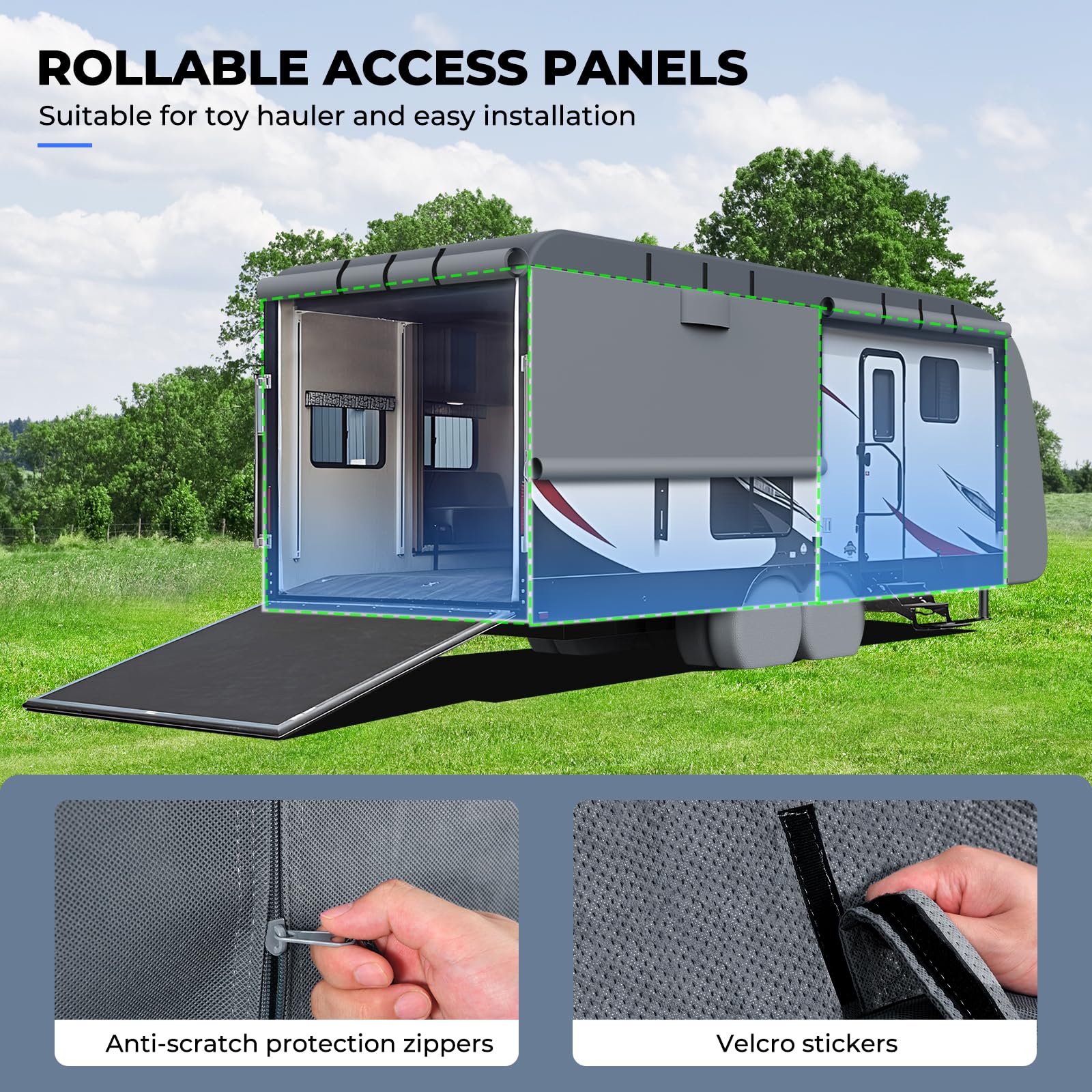 Rvmasking Rv Cover, Heavy Duty 7 Layers Travel Trailer Cover With 4 Tire Covers For 22'1''-24', Windproof Rip-Stop Anti-Uv Campe