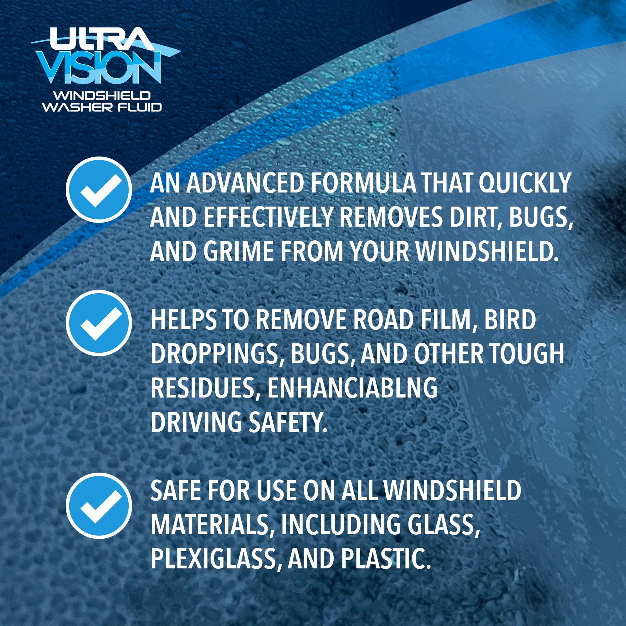 UltraVision Windshield Washer Fluid - Advanced Formula for Car Windshield Wiper Fluid Crystal-Clear Vision in Weather Conditions