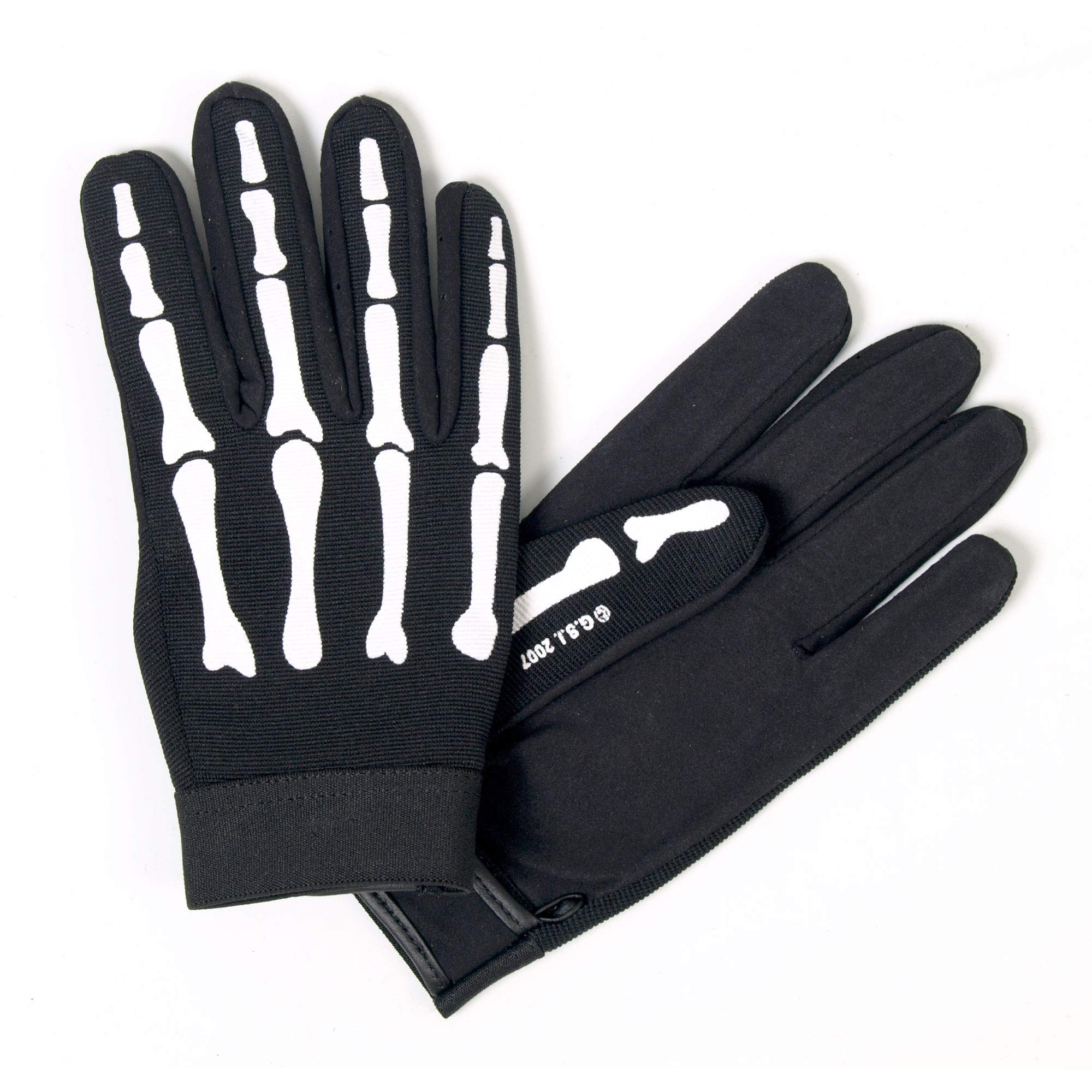 Hot Leathers Skeleton Mechanic Gloves, X-Large, Black, Textile, Model GVM2007 BLACK
