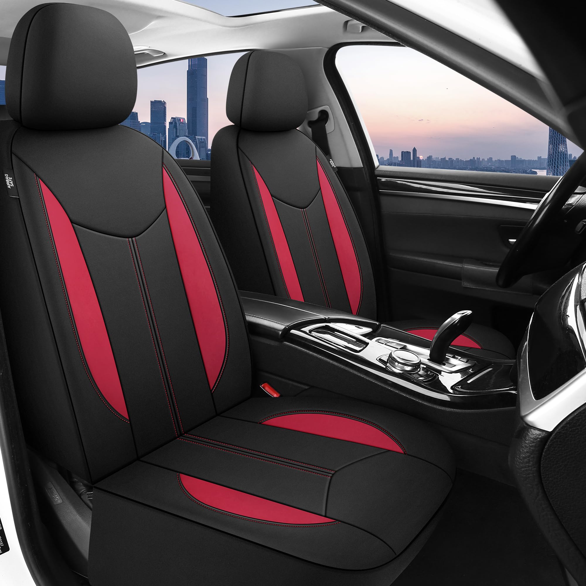 Caromop Neoprene Car Seat Cover 2 Front Seats, Waterproof Seat Covers For Cars, Universal Fit For Most Car Interior Covers-Sedan