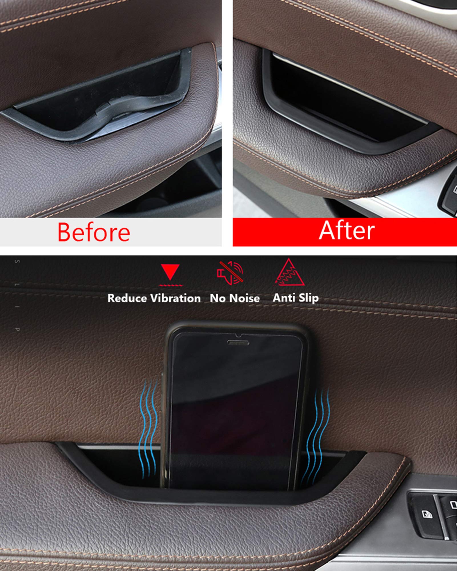 Jaronx Door Armrest Cover for BMW X3/X4, ABS, Black, Fits F25 (2010-2016) & F26 (2014-2017)