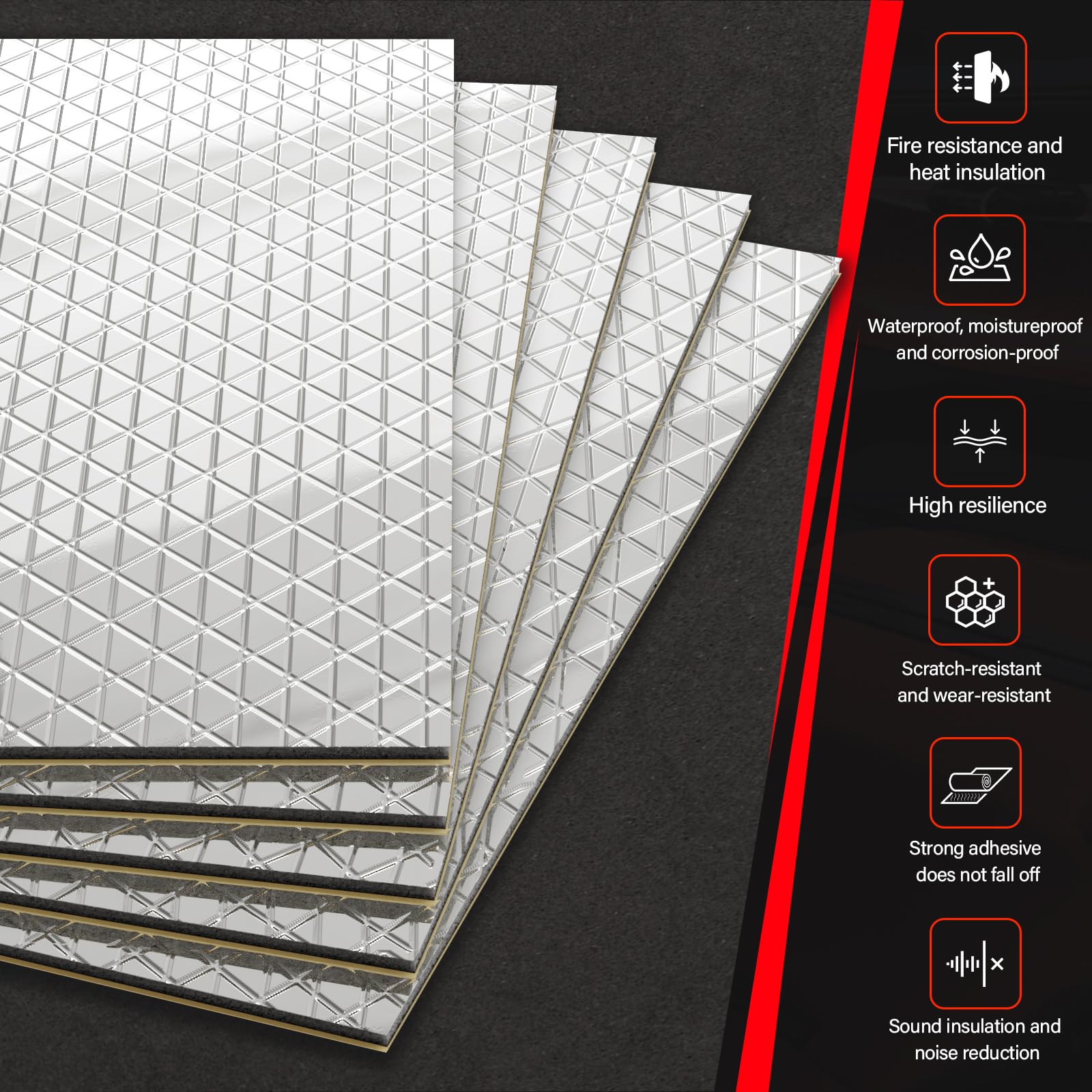 Gosche 197Mil 36 Sqft Sound Deadening Mat, 5Mm Sound Deadening Heat Shield Insulation Mat With Self-Adhesive Pe Foam Dampening M