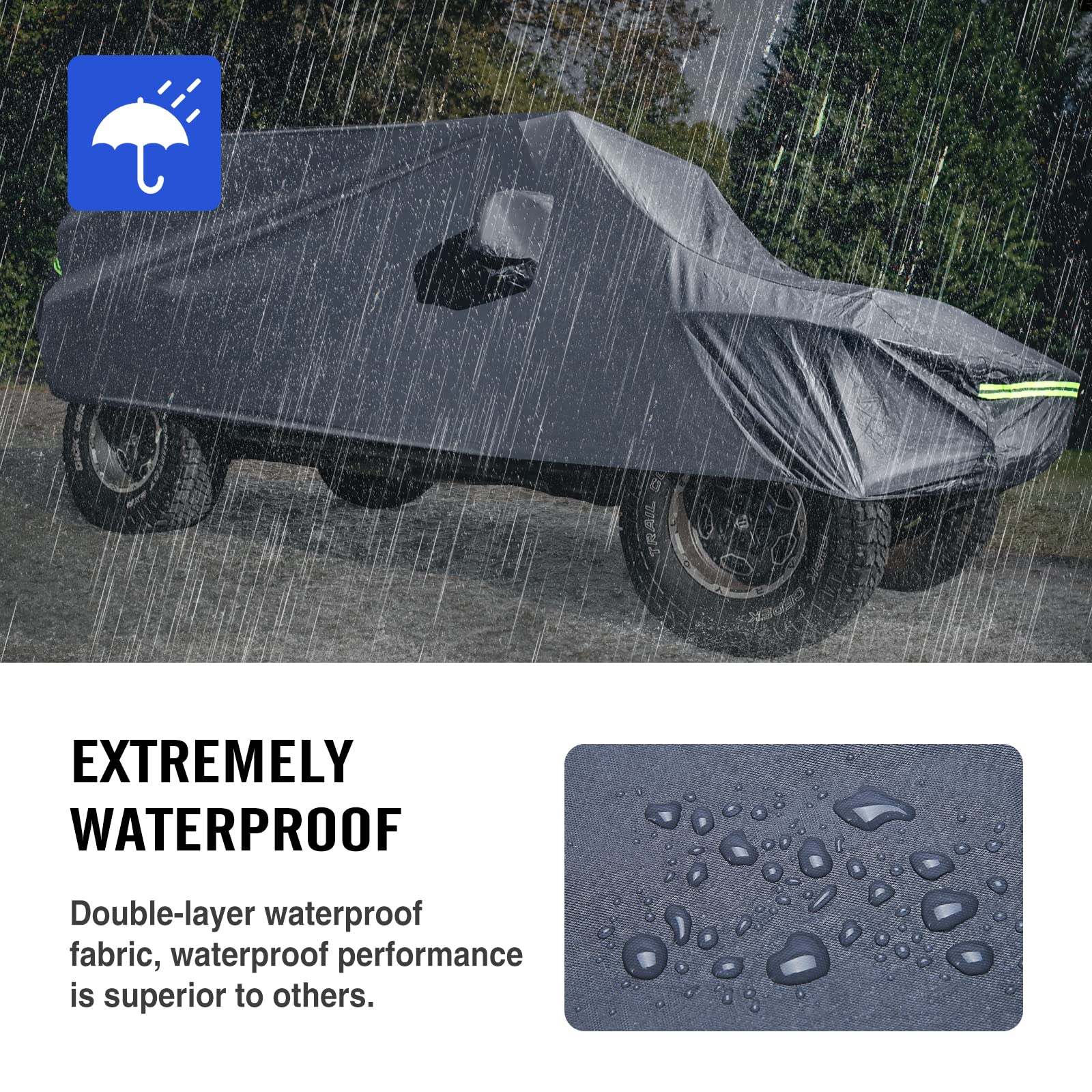 Kakit 6 Layers Covers Compatible For Jeep 2 Doors 1987-2020 Customer Fit Waterproof All Cotton Inside With Windproof Strap & Driver Door Zipper