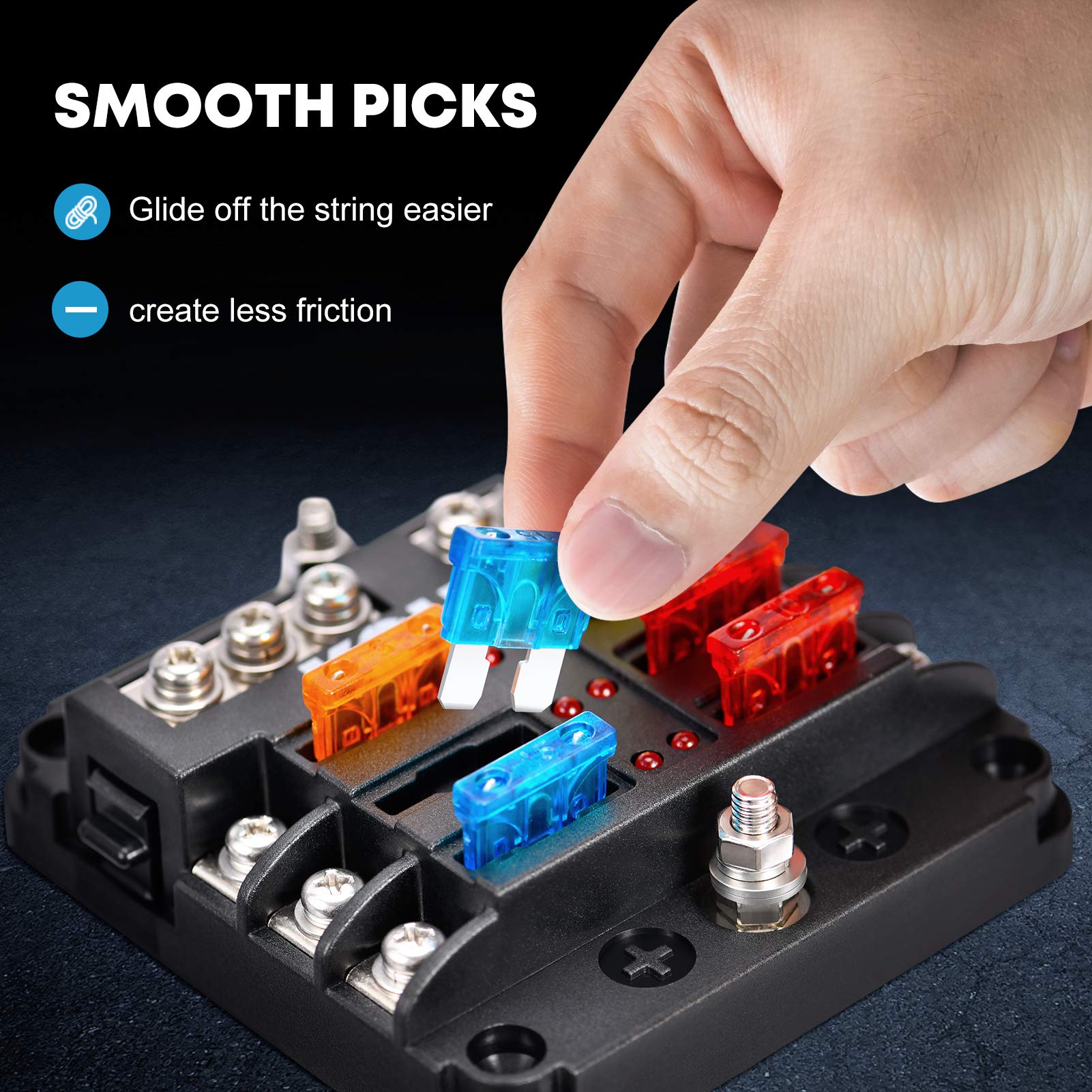 Kohree 6 Way Boat Fuse Block 12V, 12 Volt Marine Fuse Block Waterproof With Led Indicator, Automotive Fuse Box Holder 12V/24V Wi