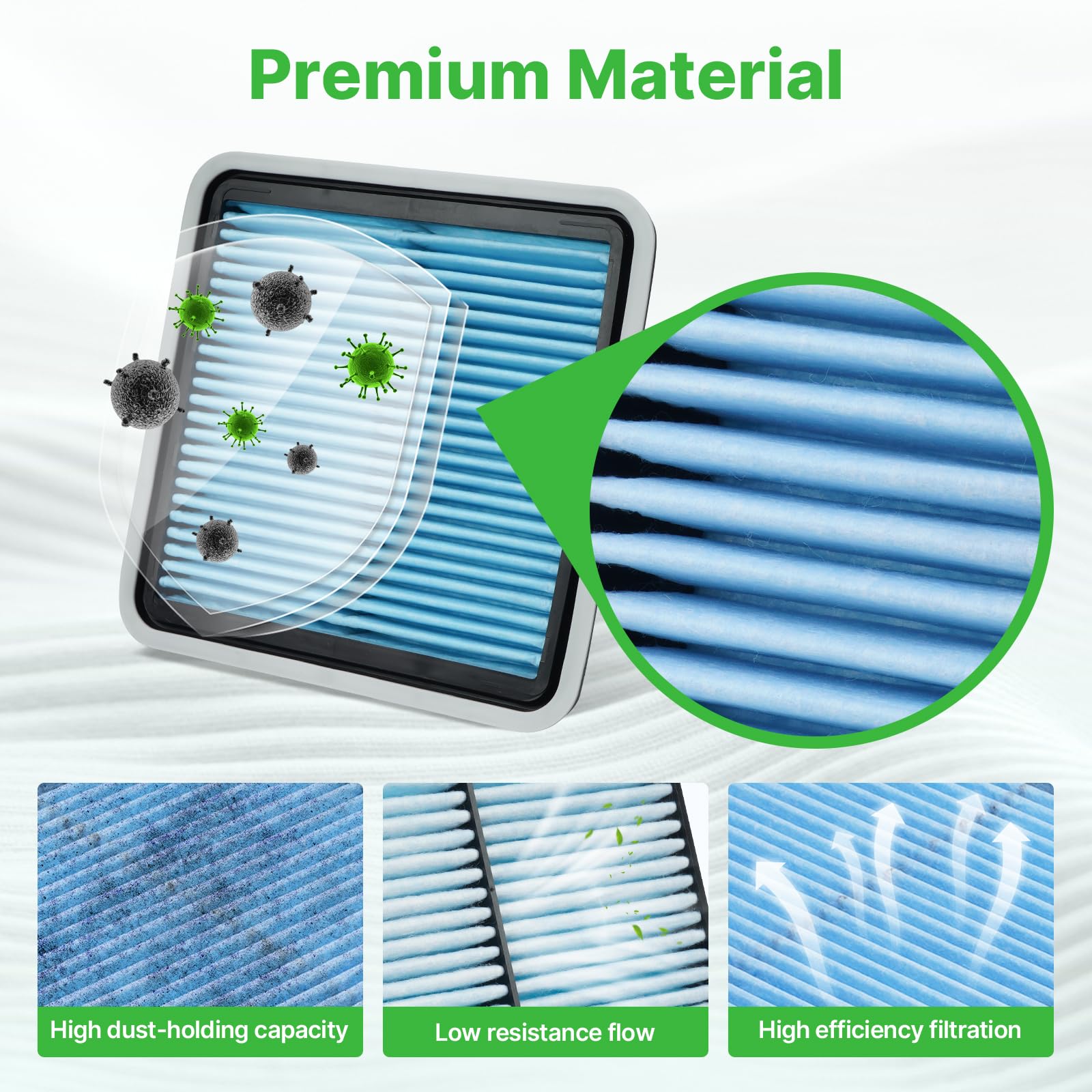 RVgolf 2PCS Engine Air Filter Fit for Subaru Impreza 2008-2016, Legacy 2005-2019, Outback 2005-2019, WRX 2013-2021, Forester 200