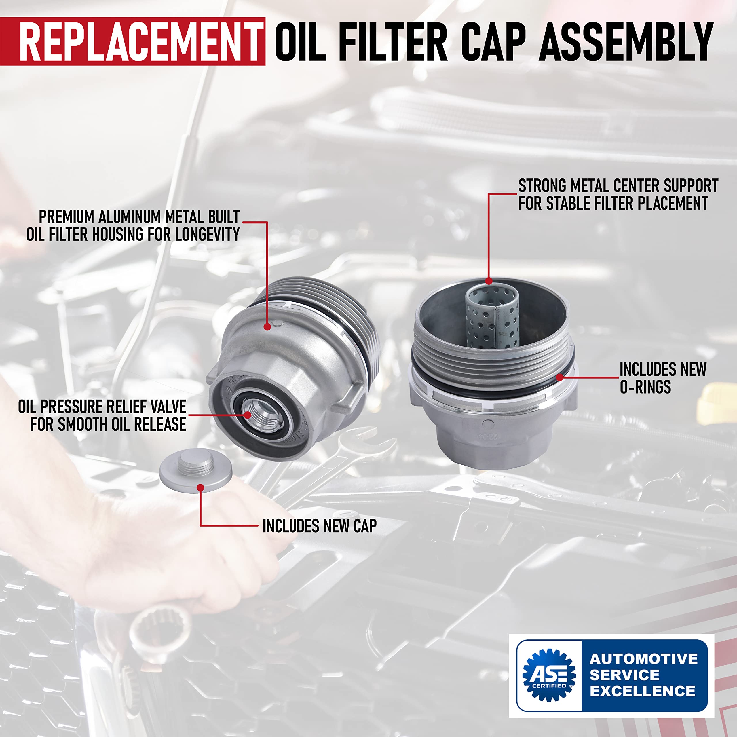 Engine Oil Filter Cap Assembly - Replaces 15620-31060, 917-016, 15643-31050, 1564331050 - Compatible with Toyota, Lexus, Scion V