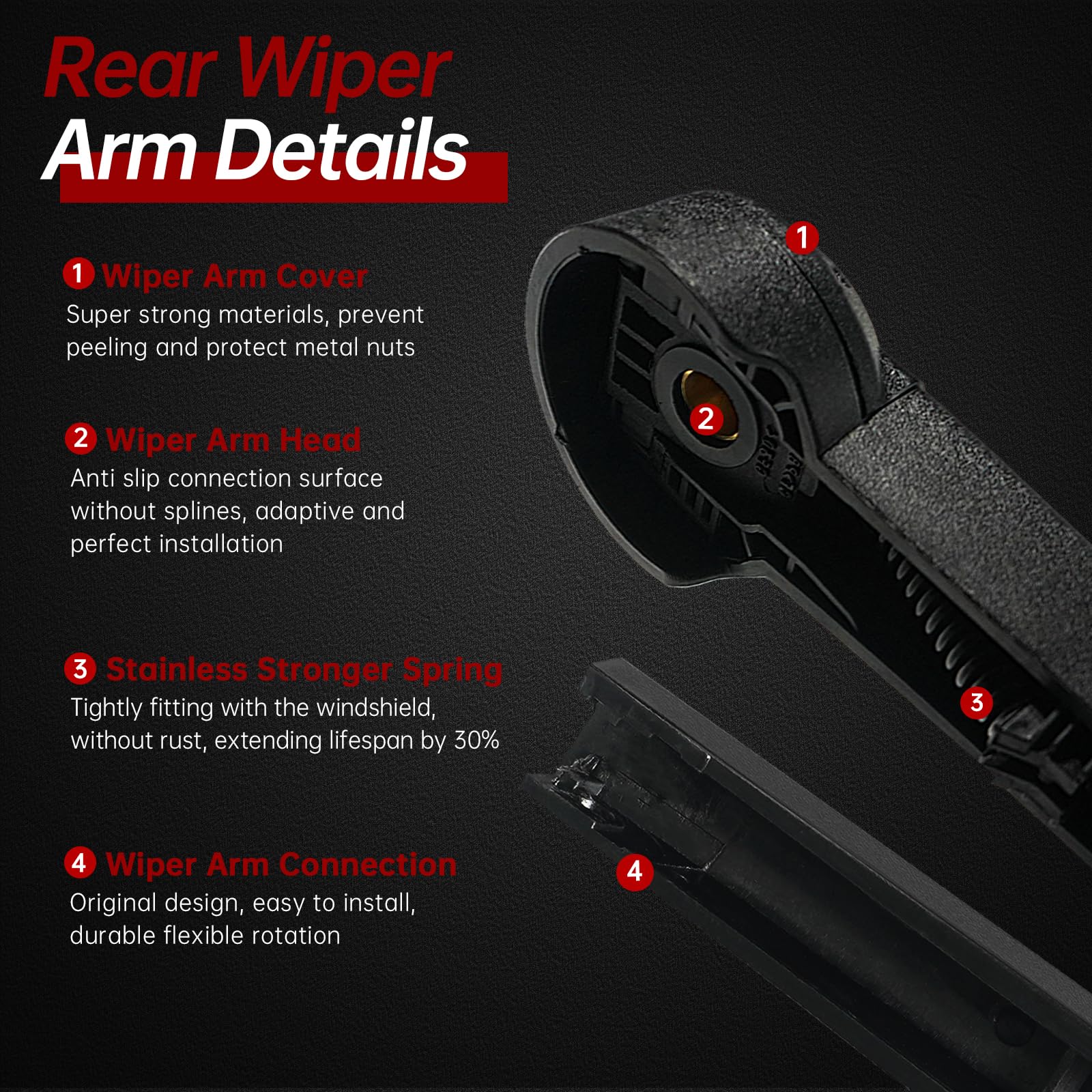 OTUAYAUTO Rear Windshield Wiper Arm Blade Set for Jeep Grand Cherokee 2005-2010, OE:05139836AB, Rear Wiper Arm and Blade