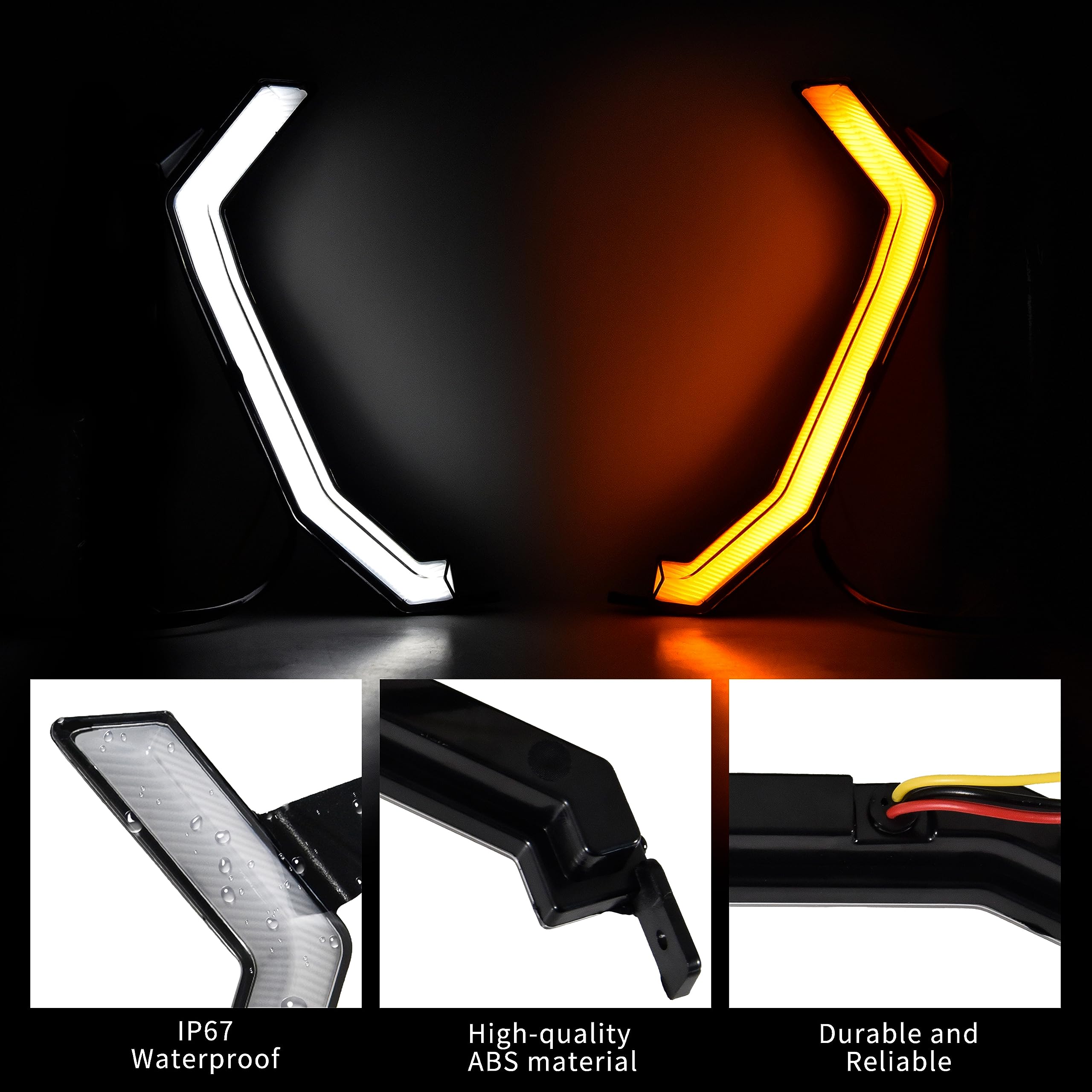 SAUTVS Front Grill Accent Fang LED Lights for Yamaha RMAX 1000 & Wolverine RMAX2/RMAX4 (2021-2025) - Turn Signal Lamps (2PCS)