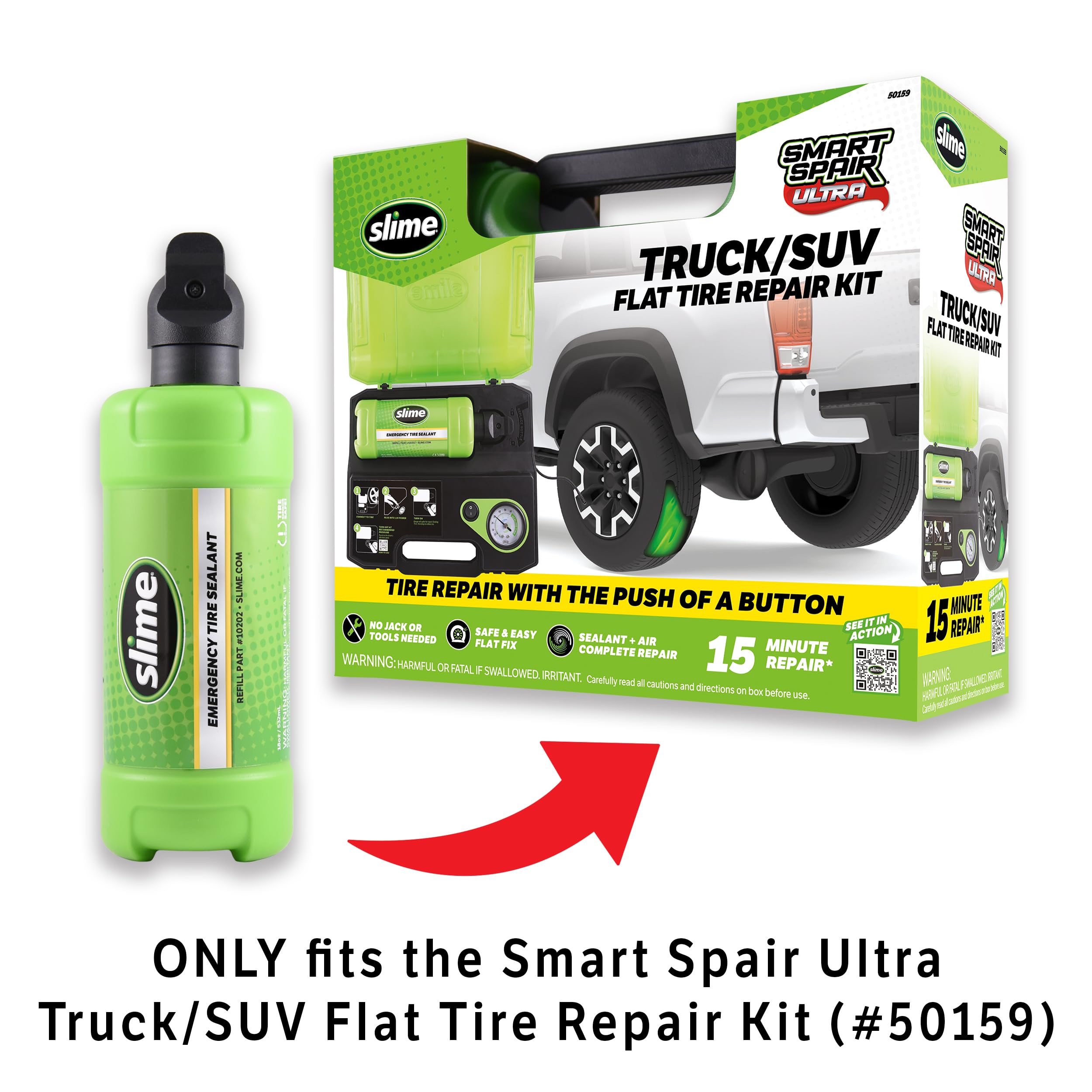 Slime 10202 Sealant Replacement Cartridge Only for Smart Spair Ultra Truck Flat Tire Repair Kit, 22oz