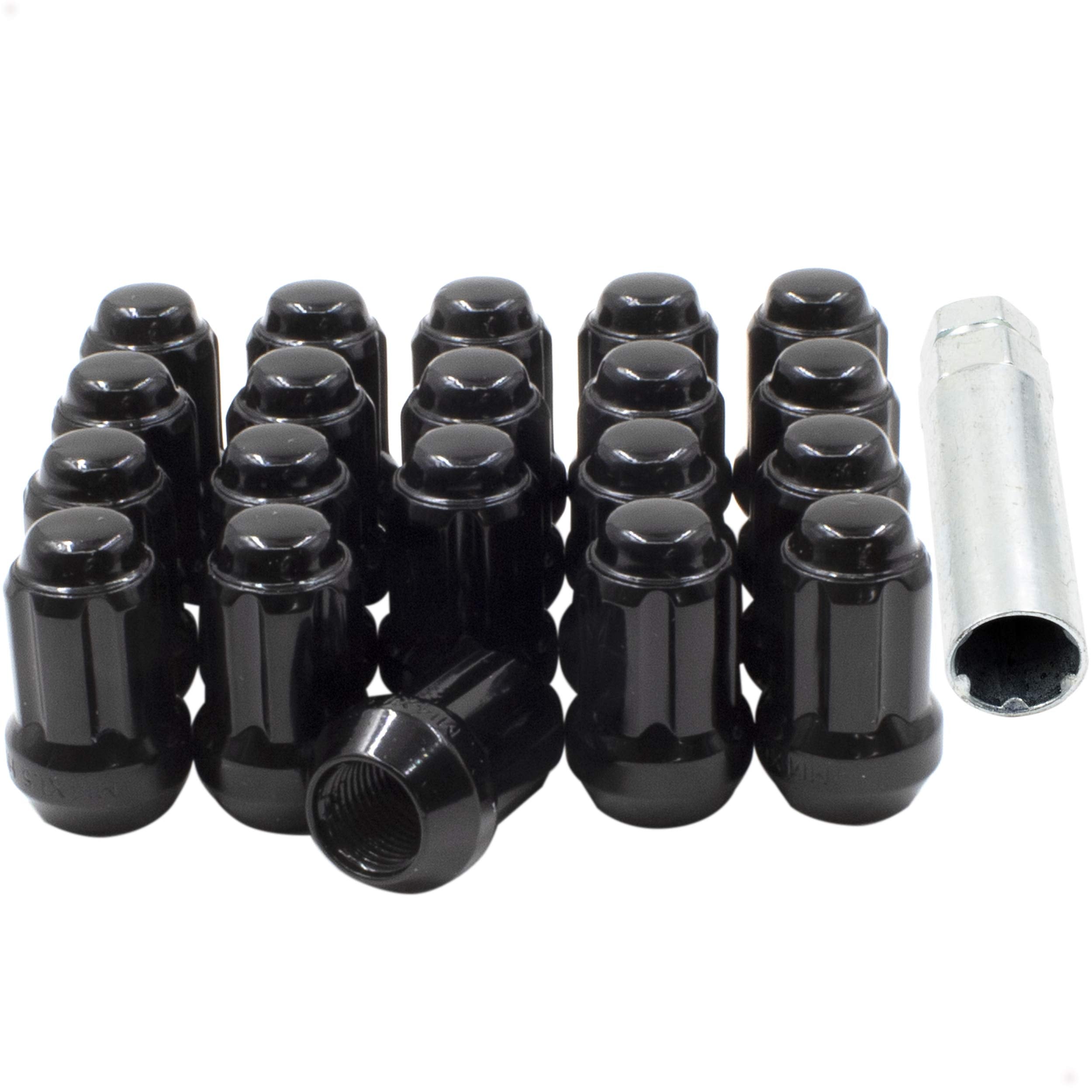 Wheel Accessories Parts M14x1.5 Spline Aftermarket Lug Nuts Black 20 Pack 1.50 Long Truck Small Diameter Lug Nut Closed End Con
