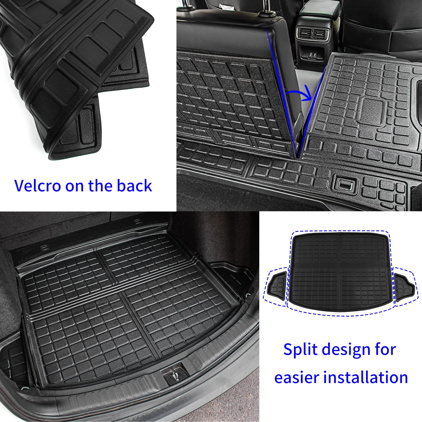 Rongtaod Floor Mats Set for 2017-2022 Honda CRV - TPE Cargo Mat, Trunk & Backseat Protection, Custom Fit in Black