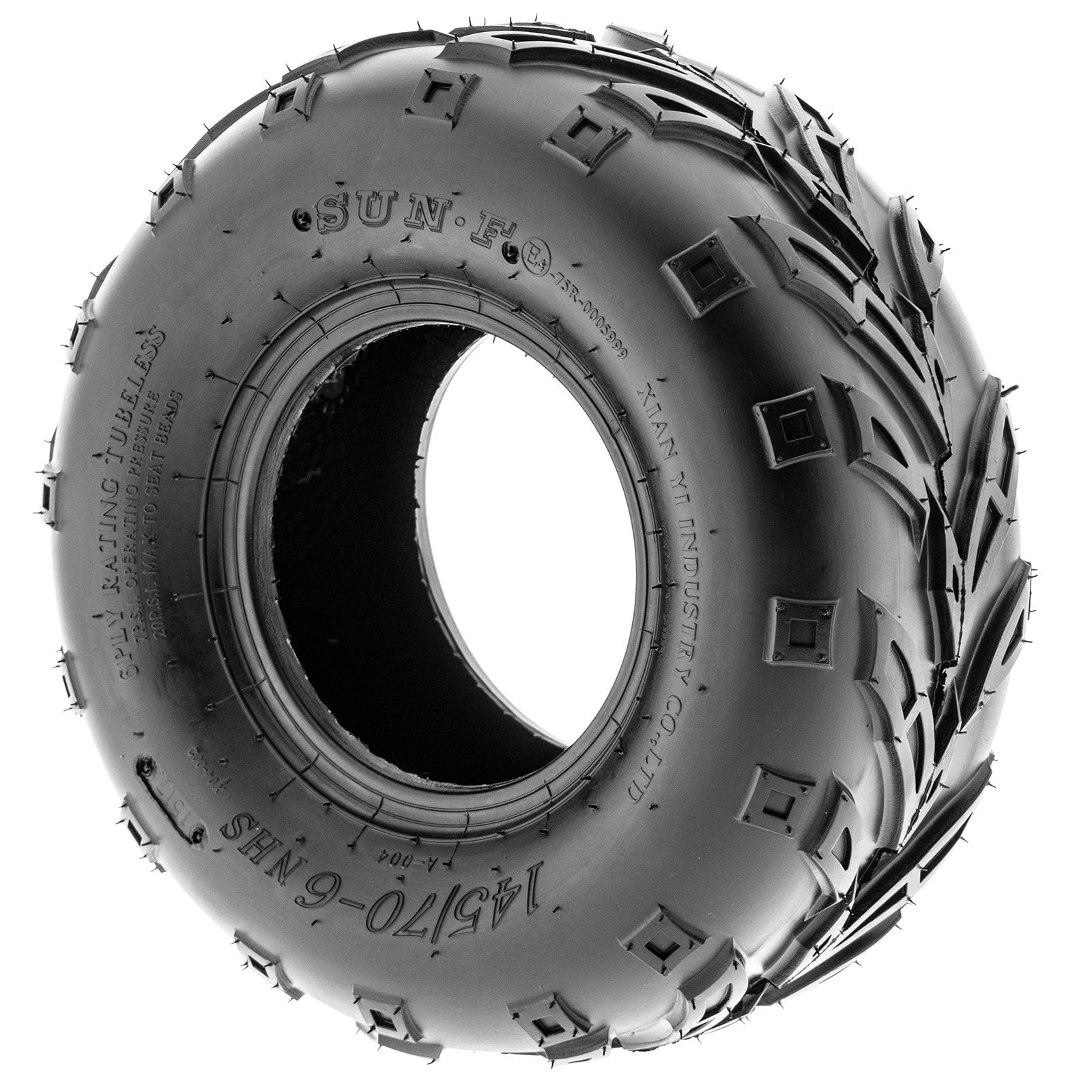 Set of 4 SunF A004 Go-Kart ATV Tires 145/70-6 Front & 145/70-6 Rear, all terrain, 6 PR, Tubeless