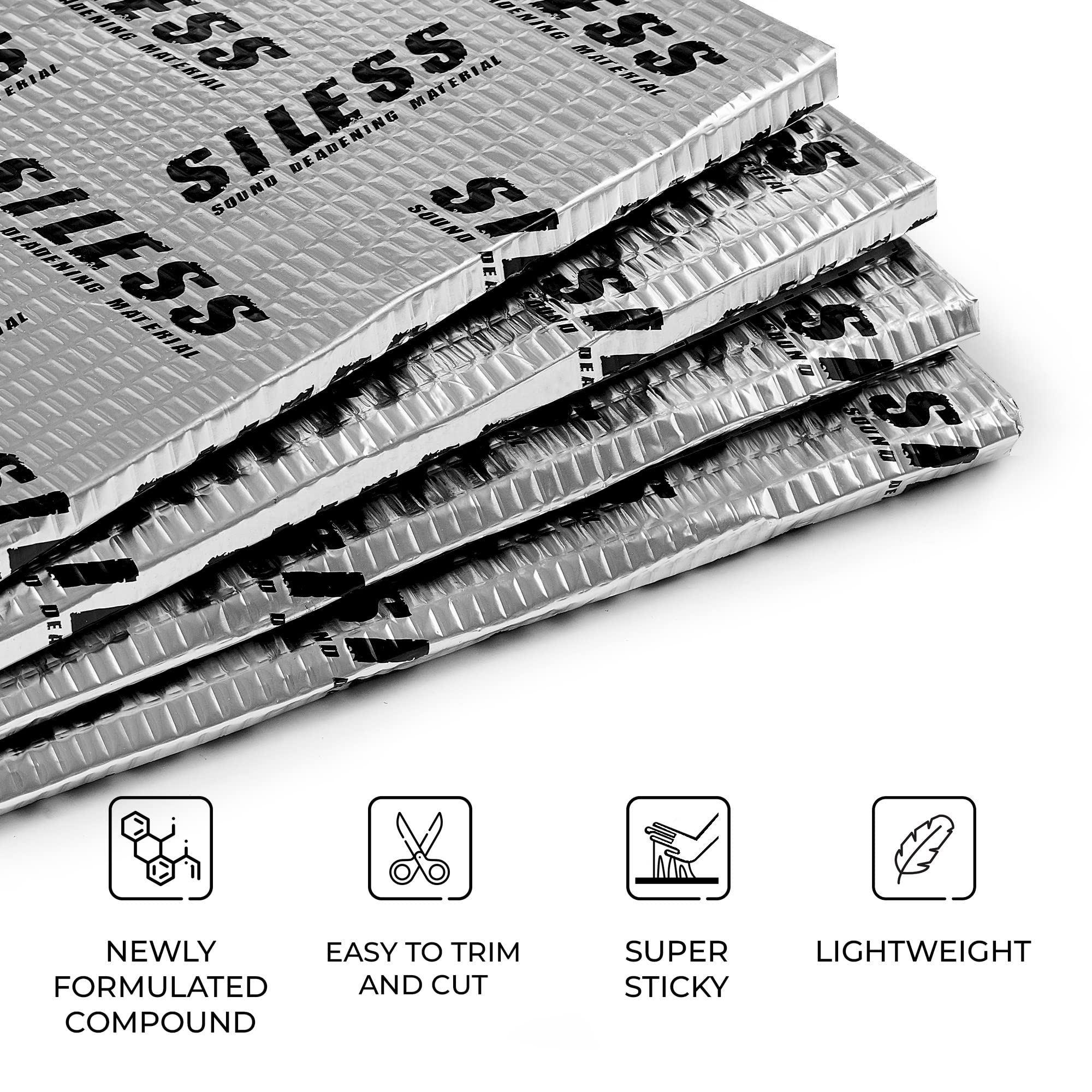 Siless 80 Mil (2Mm) 18 Sqft (1.7 Sqm) Car Sound Deadening Mat - Butyl Automotive Sound Deadener - Noise Insulation And Vibration